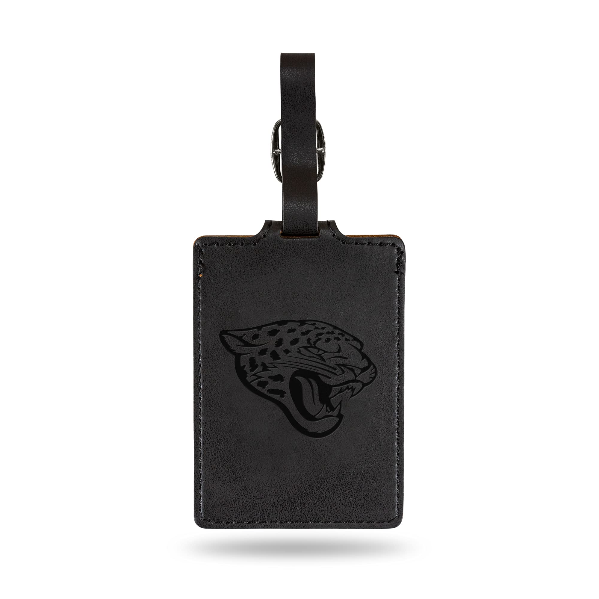 NFL Jacksonville Jaguars Black Laser Engraved Ultra Suede Luggage Tag with ID Card - Officially Licensed Football Team Travel Accessory for Fans - Perfect for Suitcases, Backpacks, and Carry-On Bags