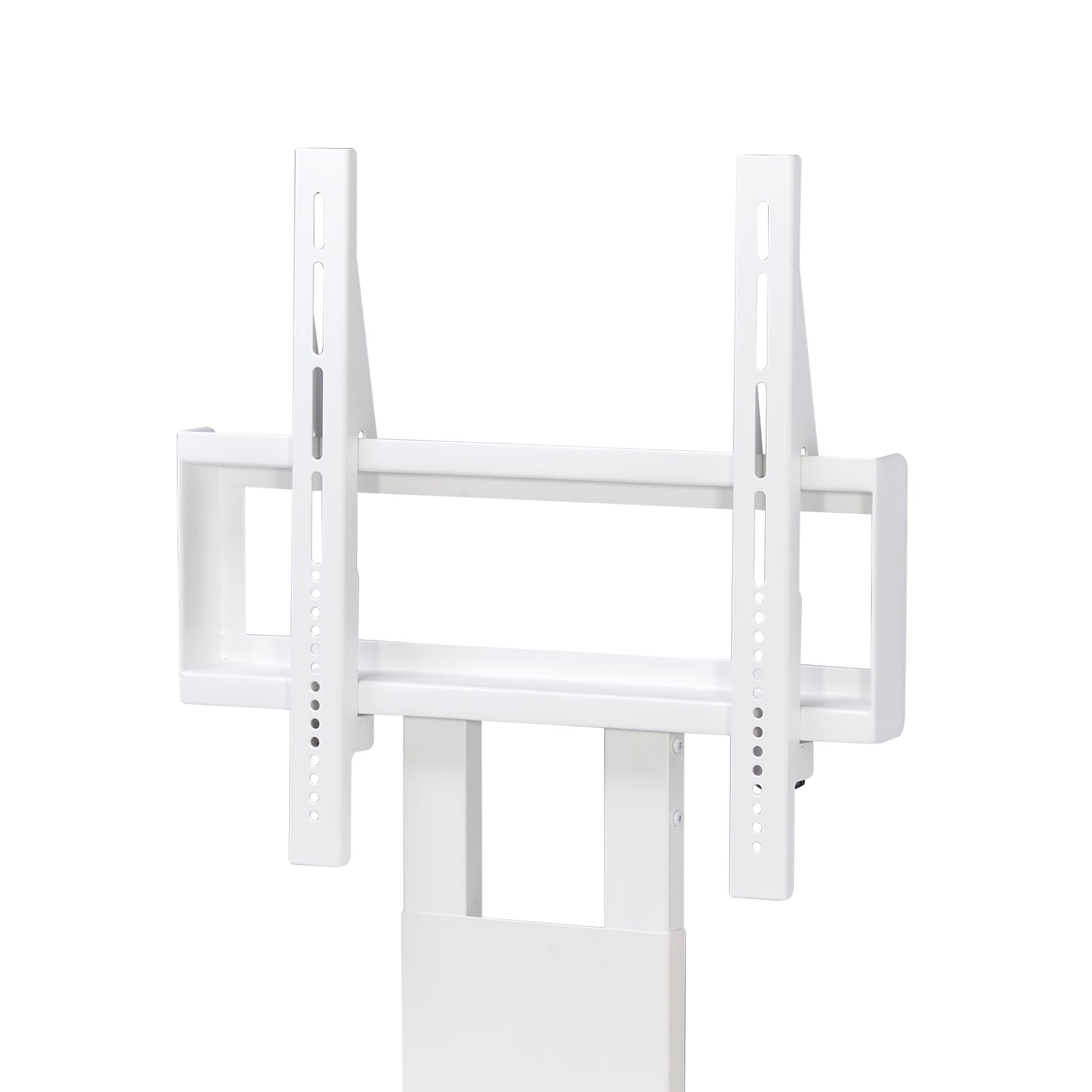 Proman Products Modern TV Stand with Adjustable Mount & 2 Shelves - Pure White TV Console for Living Room, Bedroom & Home Theater Setup