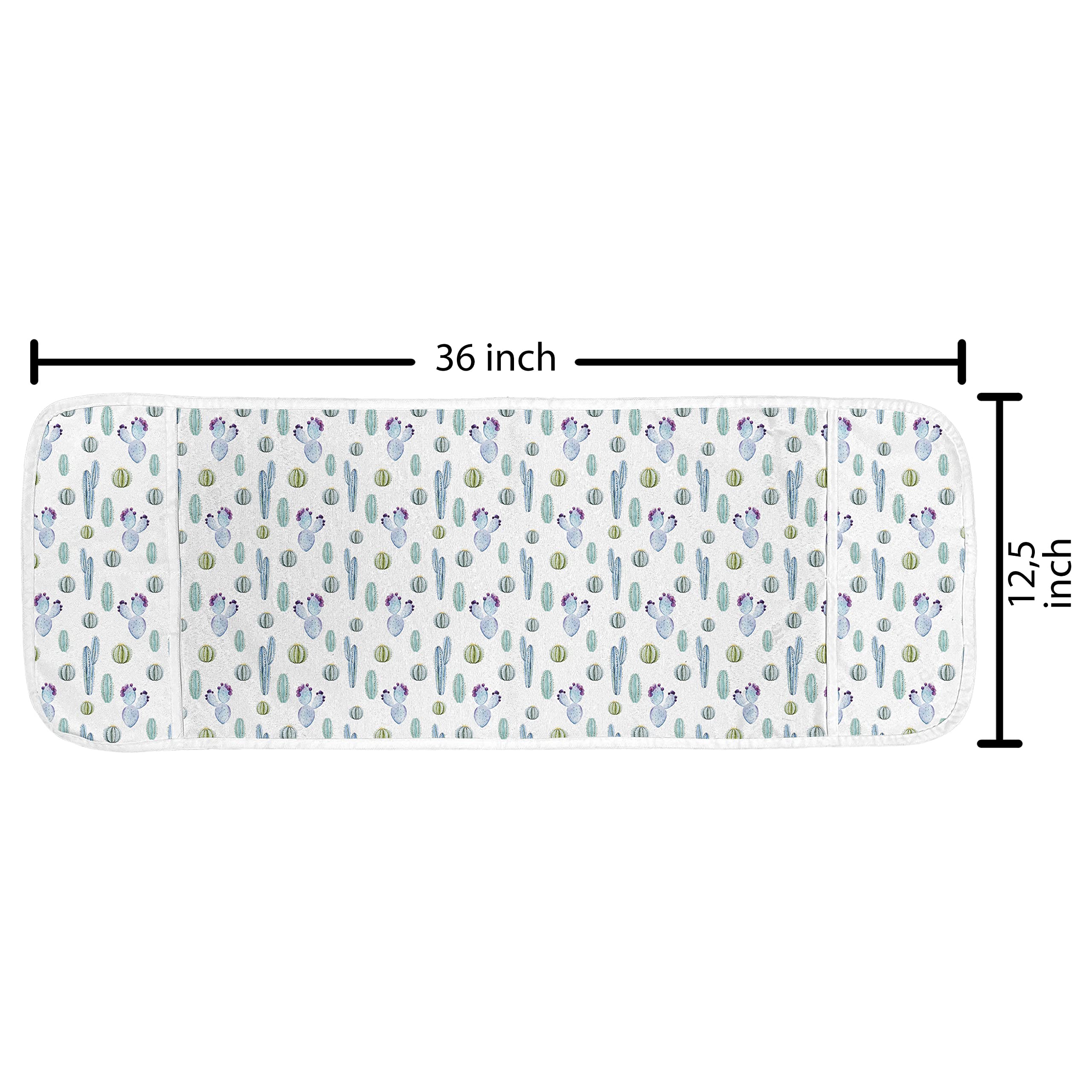Ambesonne Cactus Microwave Cover - Blue Botanic Desert Flowers Spikes Pattern, Water Resistant Kitchen Organizer with Pockets, 36