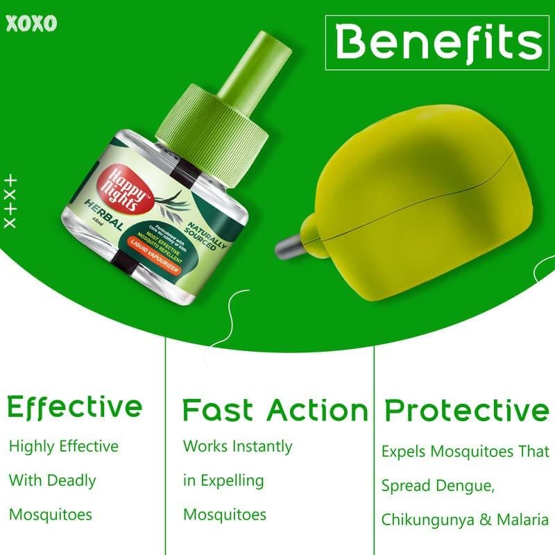 Happy Nights Mama's Choice Combo Pack - Natural Herbal Mosquito Repellent with Lemon Eucalyptus & Camphor Oil - Chemical-Free Vaporizer for 100% Mosquito Protection - Perfect for Bedrooms, Nurseries, and Outdoor Camping