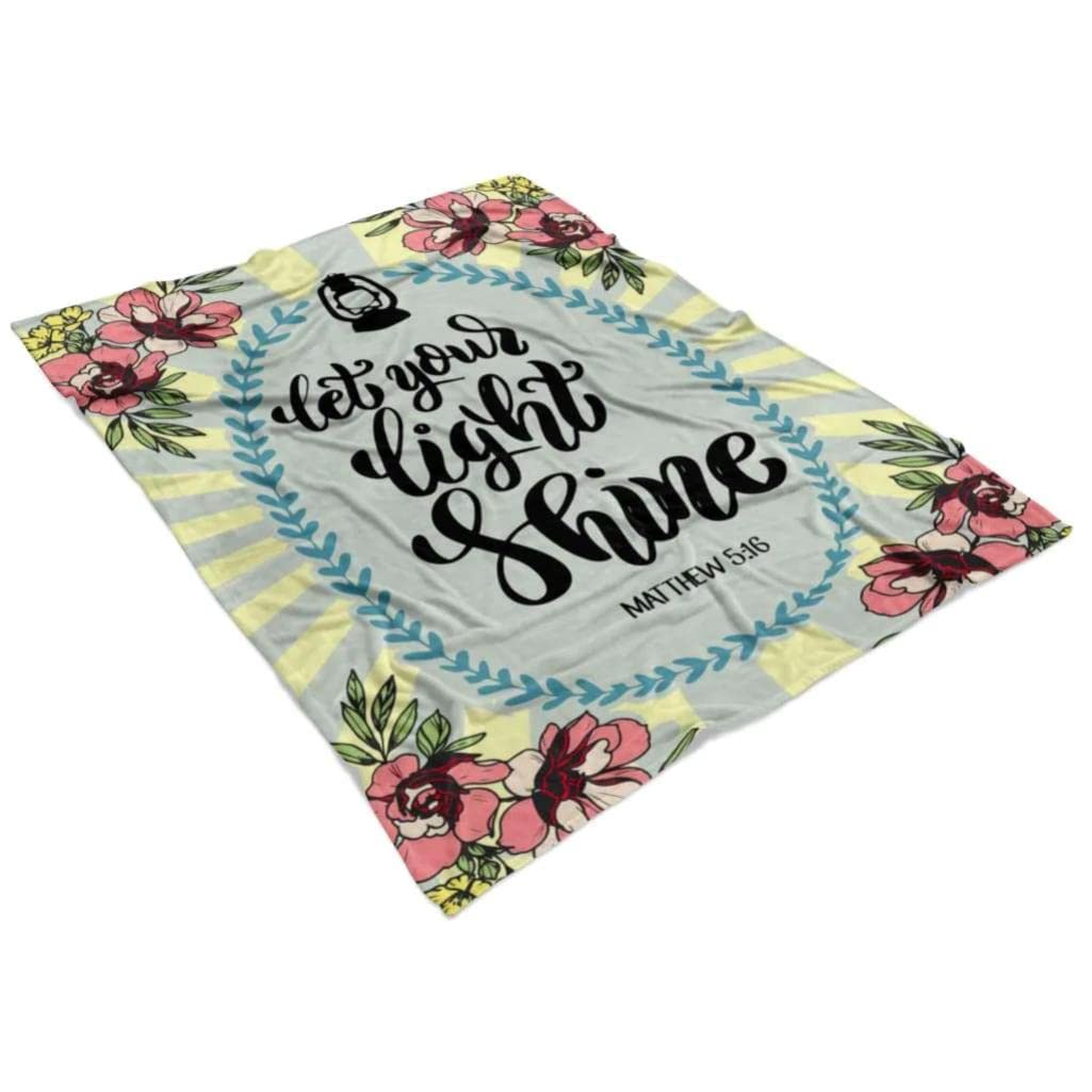 Matthew 5:16 Let Your Light Shine - Inspirational Christian Fleece Prayer Blanket with Bible Verse - Religious Gift for Worship, Bible Study & Comfort - Soft Jesus Blanket for Church, Home & Prayer Groups