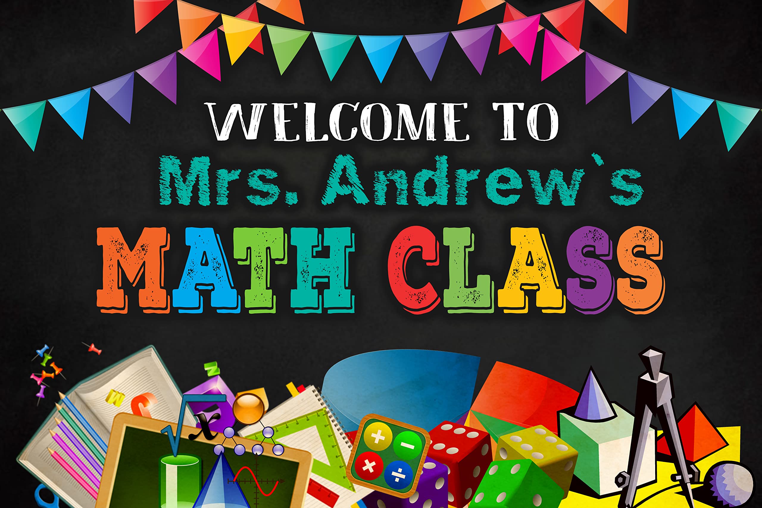 Math Class Welcome Poster - Personalized 11''x17'' Classroom Sign for Teachers - Perfect for Classroom Decor, Back to School & Teacher Appreciation Gifts