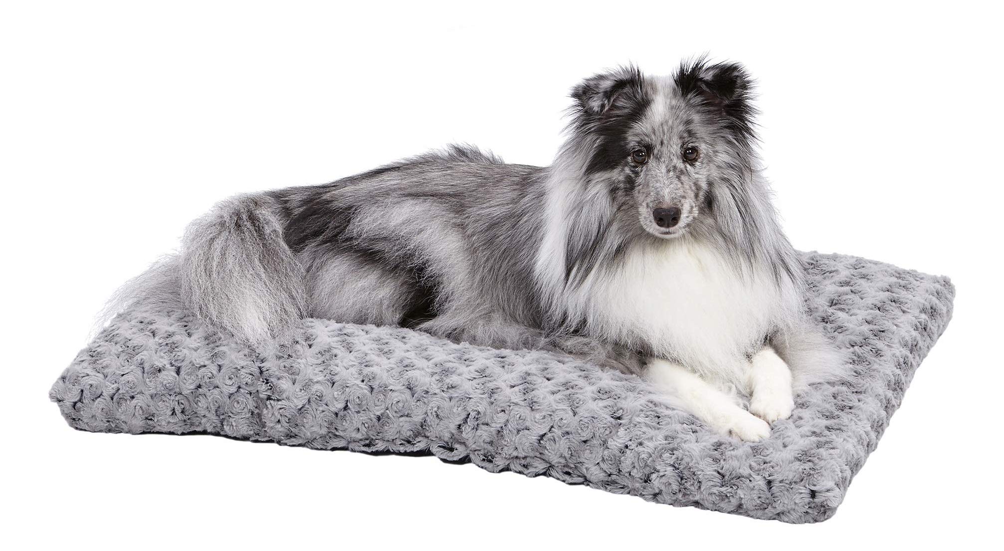 Midwest Homes for Pets Plush Ombre Swirl Dog Bed & Cat Bed - Gray 29x21x2 Inches, Medium Size Pet Bed for Dogs & Cats, Washable & Orthopedic Support - Perfect for Living Room, Bedroom, or Crate Use