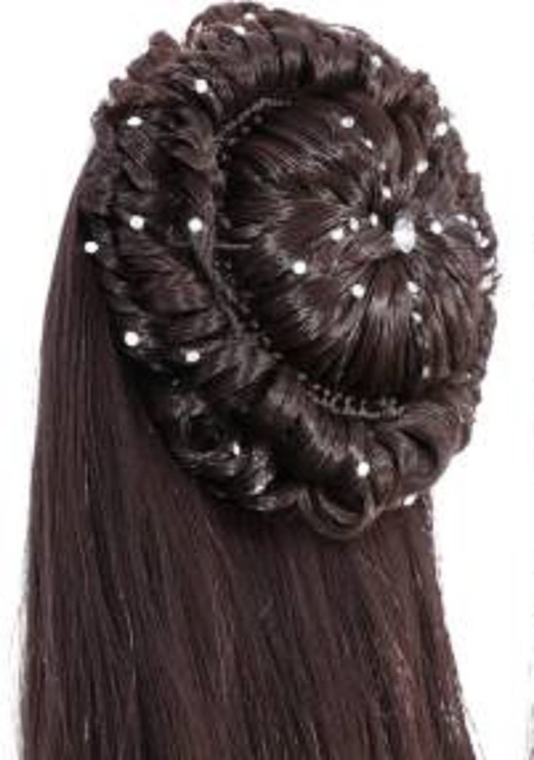 Abrish Long Stone Hair Extensions Clip On | Synthetic Hair Extensions for Women & Girls | Natural-Looking Hairpiece for Parties, Weddings & Daily Styling