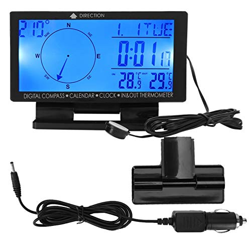 CD60 Digital Car Thermometer with Temperature Gauge, Time & Navigation Function - Accurate In-Car Climate Monitoring for Road Trips & Daily Commutes