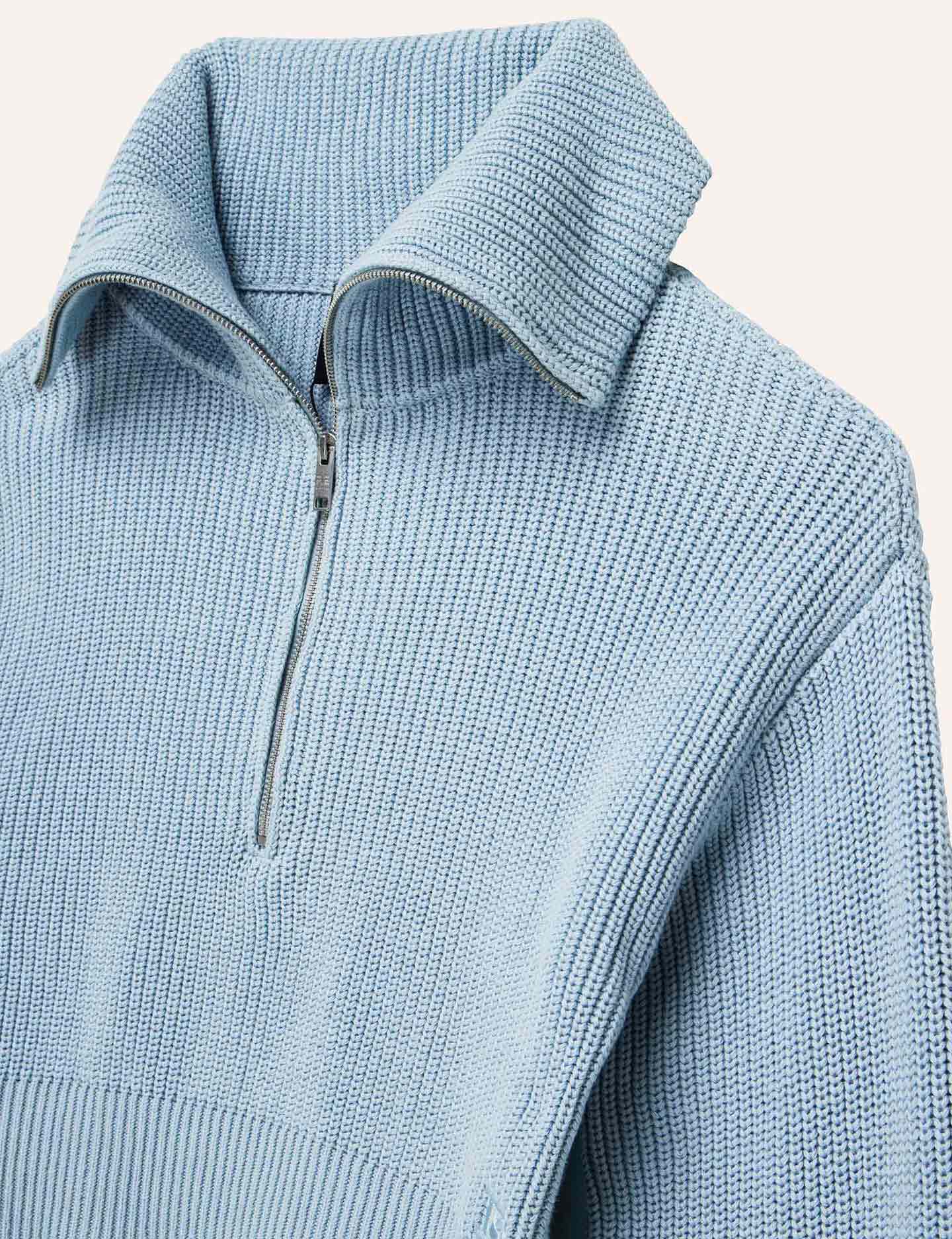 Premium High Season Zip Neck Knit Sweater for Women - Soft & Warm Ice Blue Pullover - Perfect for Winter Fashion, Casual Outings & Cozy Layering