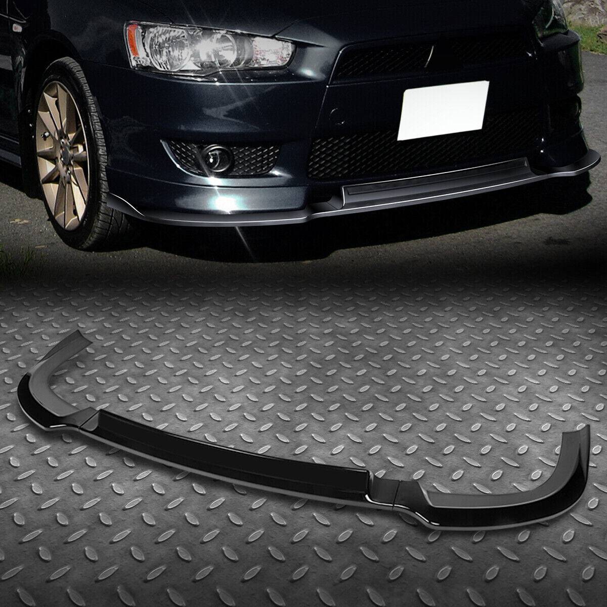 2009-2015 Mitsubishi Lancer Sedan Base Model Front Lip Spoiler - RA Style 3-Piece Glossy Black Polyurethane Bumper Lip Kit for Enhanced Aerodynamics & Sporty Look - Perfect for Car Enthusiasts & Street Racing Upgrades