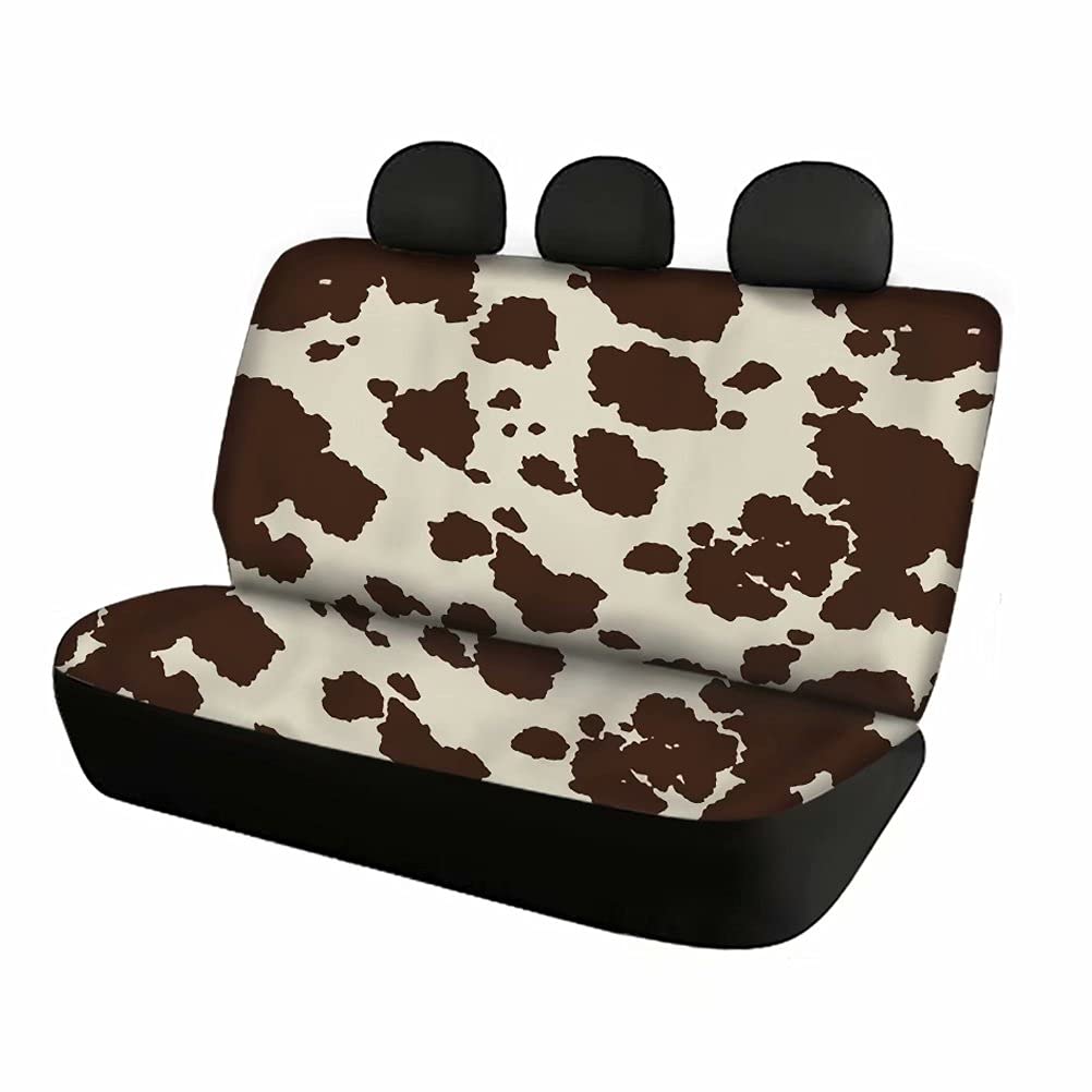 Premium Cowhide Print Car Seat Cover - Universal Fit for Cars, Trucks, Vans & SUVs - Durable Polyester Fabric with Full Wrap Protection - Dustproof & Scratch Resistant - Perfect for Family Road Trips, Pet Owners & Daily Commute (Brown)