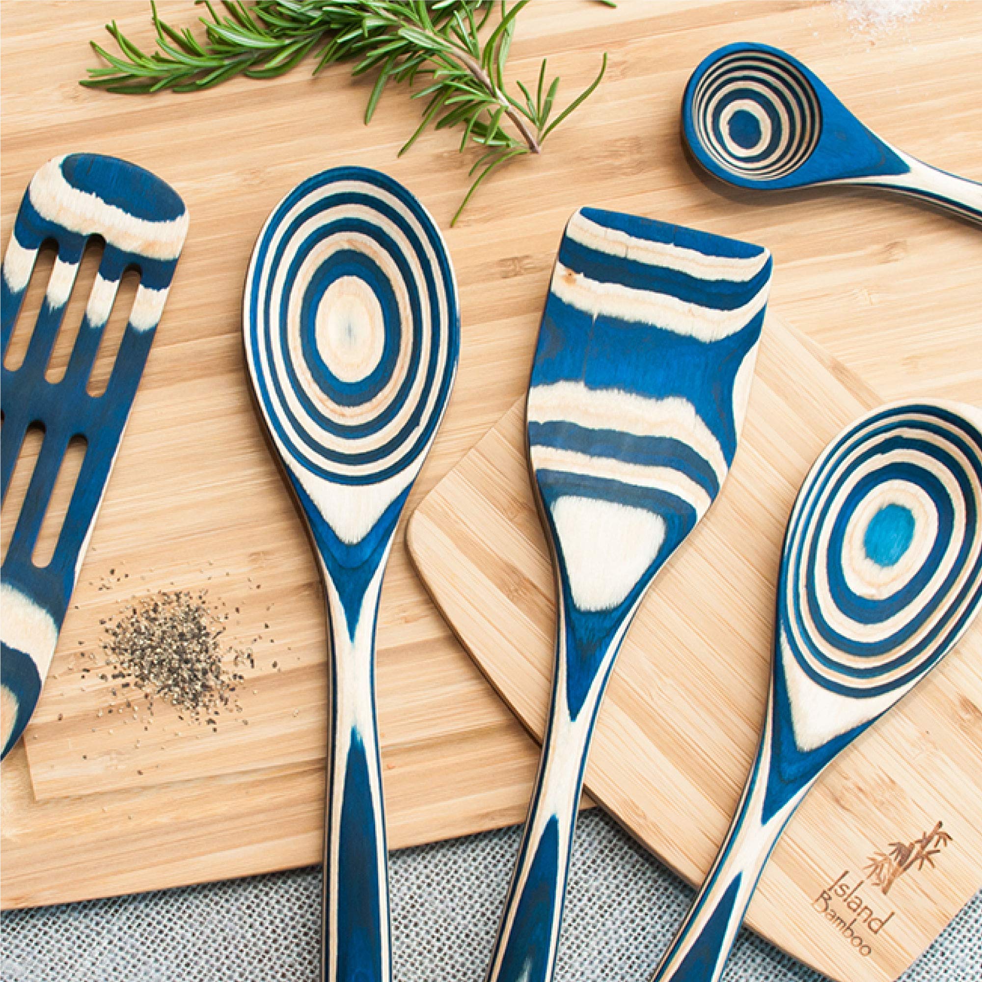 Pakkawood 6-Piece Kitchen Utensil Set - Heat Resistant & Non-Stick Spoons, Spatula & Measuring Spoons (13