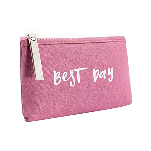 Litterprince Portable Cosmetic Bag for Women - Fashion Letter Print Clutch Makeup Organizer - Rose Red - Perfect for Travel, Gym & Everyday Use