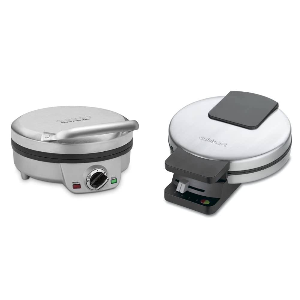 Cuisinart Round Waffle Maker - Silver Classic Belgian Waffle Iron for Breakfast, Brunch & Family Gatherings