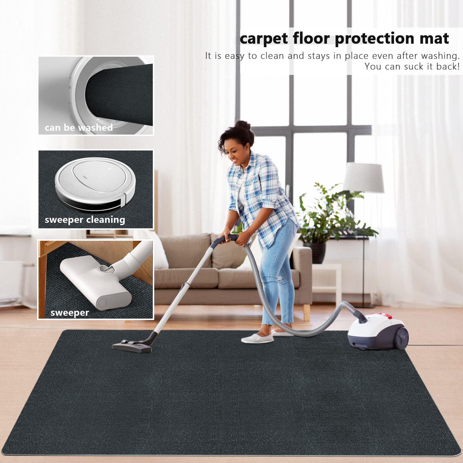 Non-Slip Office Chair Mat for Carpeted Floors - Heavy Duty Desk Chair Floor Protector for Hardwood & Carpets | Perfect for Home Office, Gaming & Workspace