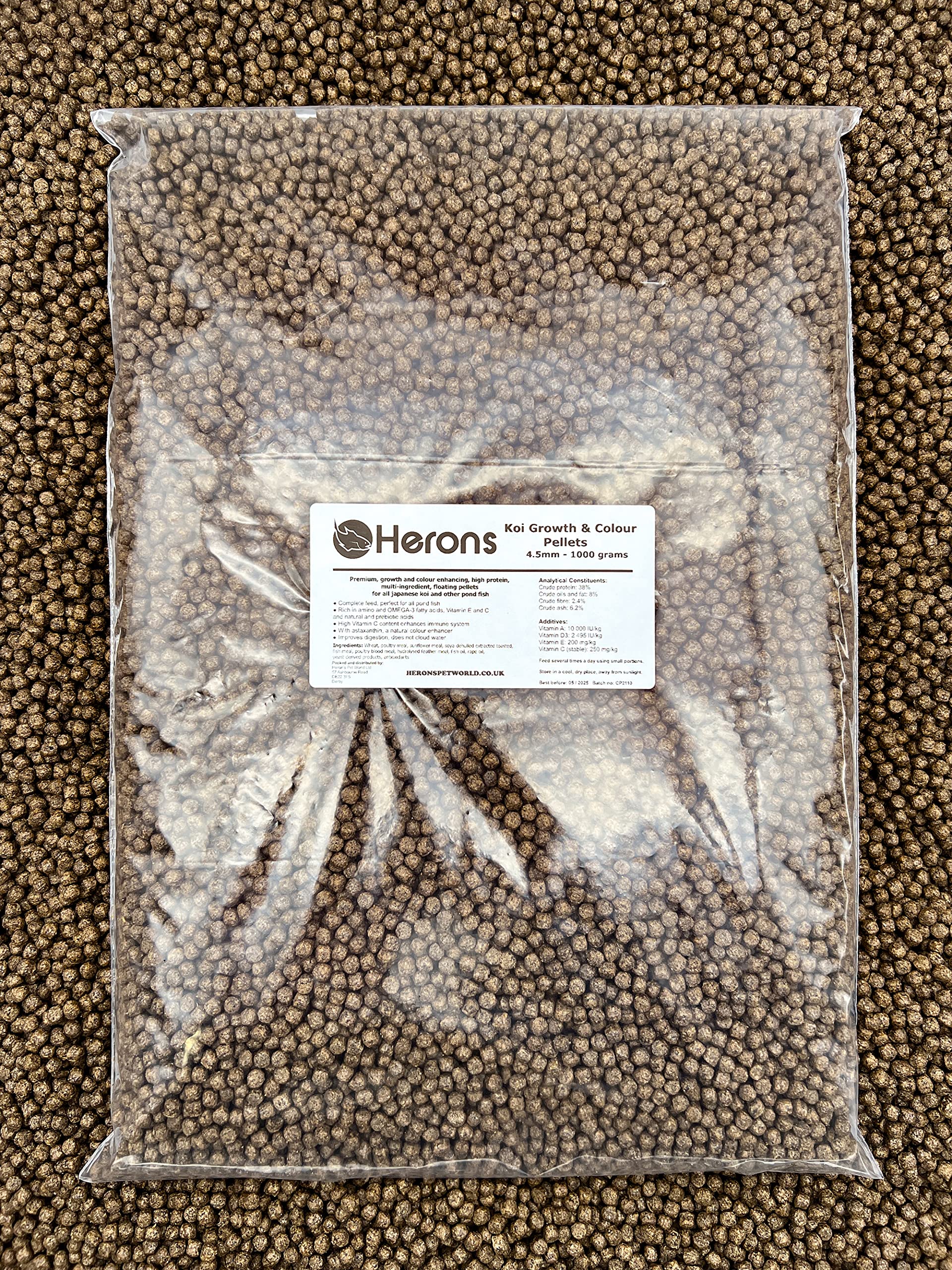 Premium Koi Fish Food Pellets 4.5mm - 1KG | High Protein Growth & Color Enhancing Food for Koi Carp, Shubunkin & Goldfish | Multi-Ingredient Pond Fish Diet | Perfect for Outdoor Ponds & Water Gardens