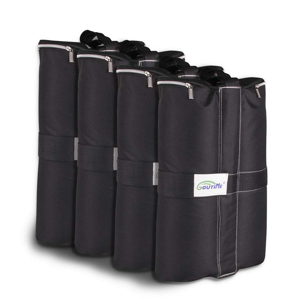 Goutime 4-Pack Heavy Duty Canopy Weights (160lbs) - Sand Bags for Outdoor Pop Up Tents, Gazebos & Sun Shelters - Perfect for Beach, Camping, Backyard Parties & Events - Black