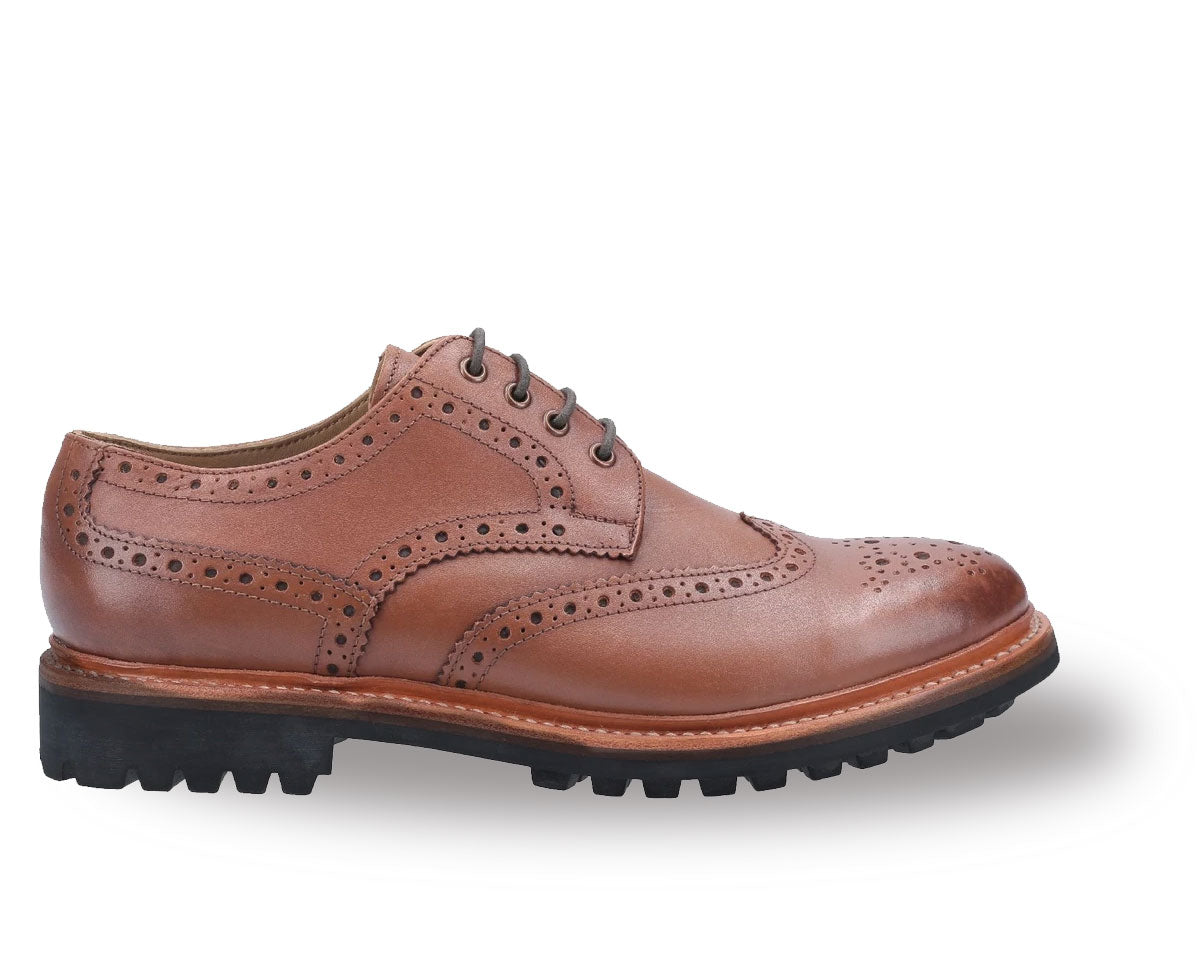 Cotswold Quenington Commando Sole Brogue Shoes for Men - Classic Leather Oxford Dress Shoes for Formal & Business Occasions