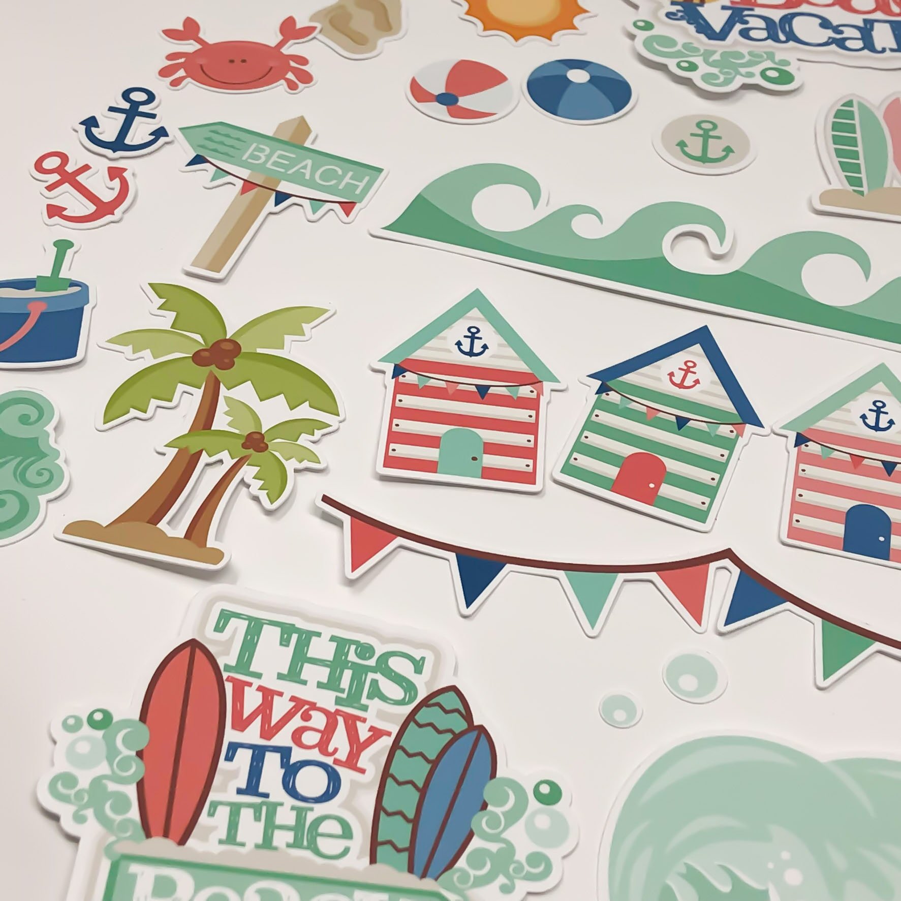 Life's a Beach Scrapbook Die Cuts - 60+ Premium Cardstock Paper Die Cuts for Scrapbooking, Cards & DIY Crafts - Perfect for Beach Theme Albums & Summer Vacation Memories by Miss Kate Cuttables