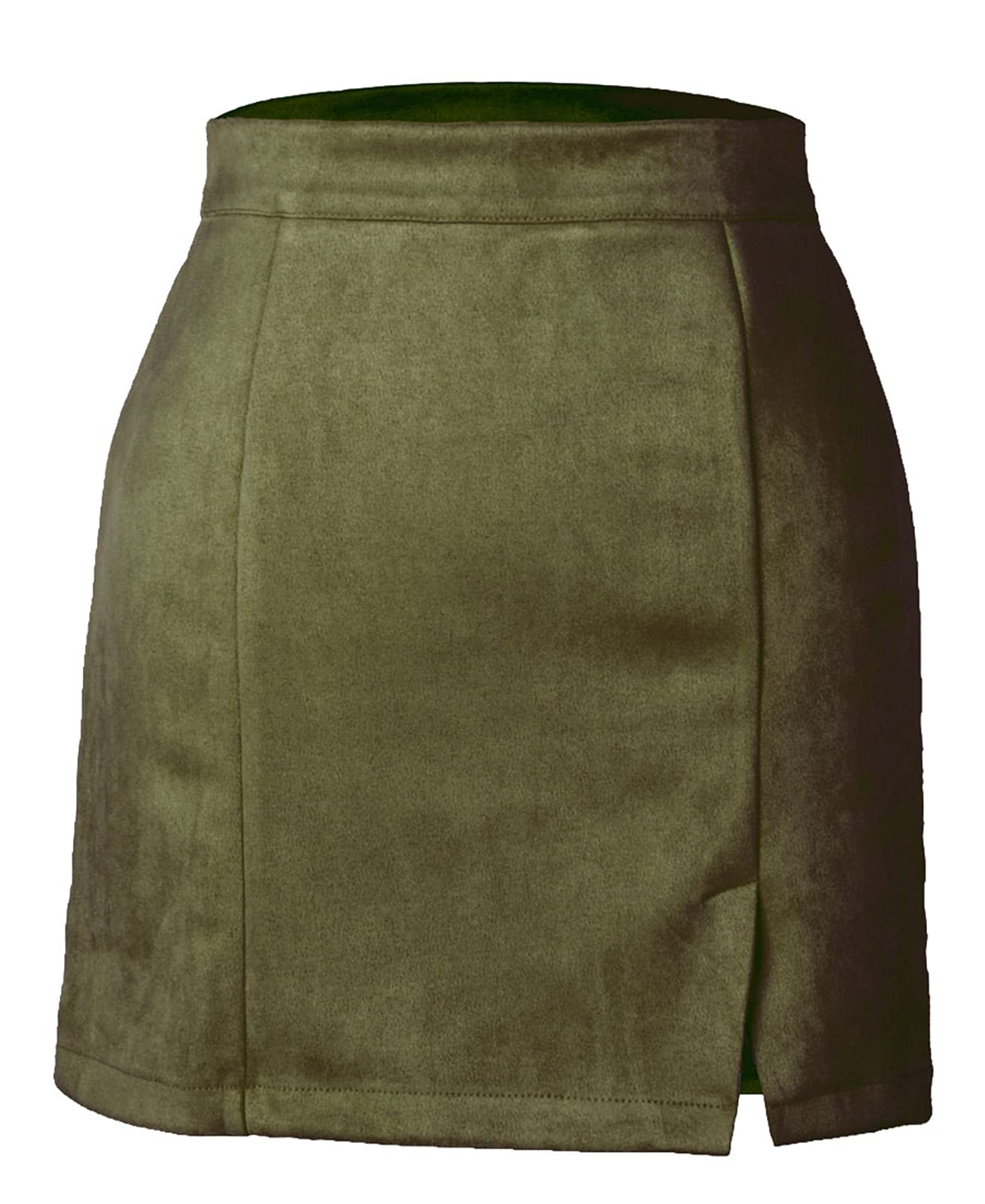 SANGTREE Women's Suede High Waist Bodycon Mini Skirt with Side Slit - XS to L Sizes | Perfect for Party, Club, Date Night & Casual Outfits