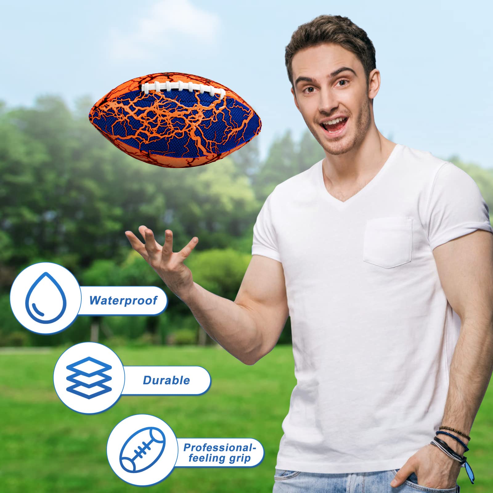 Jasonwell Waterproof Football - 2 Pack Strong Grip Pool & Beach Football for Kids, Teens & Adults | Fun Outdoor Water Toy for Swimming Pool, Lake, Park, Backyard Games & Family Activities