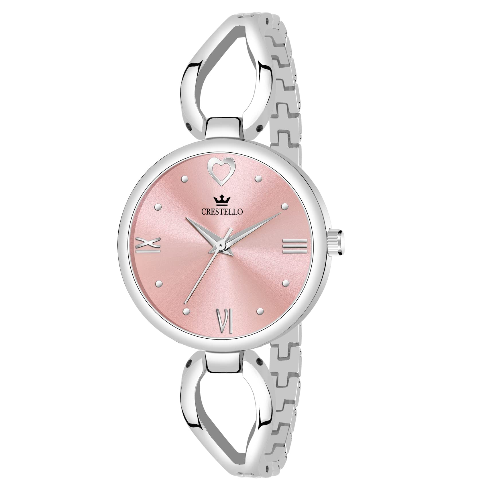 CRESTELLO Silver Plated Bracelet Analog Wrist Watch for Women - Elegant Fashion Accessory | CR-DZL0132 | Perfect for Office, Party & Daily Wear