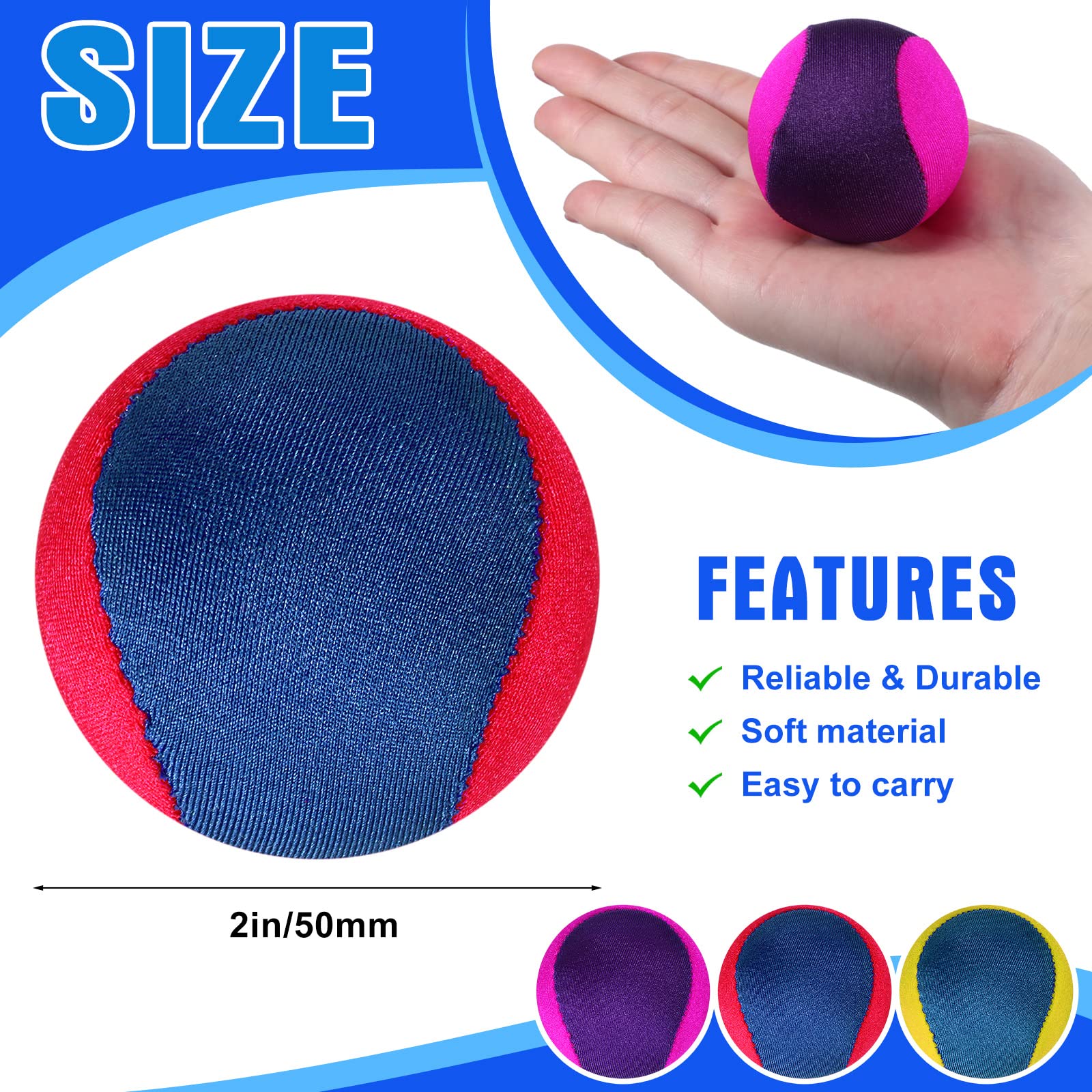 6 Pcs Water Skipping Balls - 2 Inch Beach Pool Toys for Kids Outdoor Games