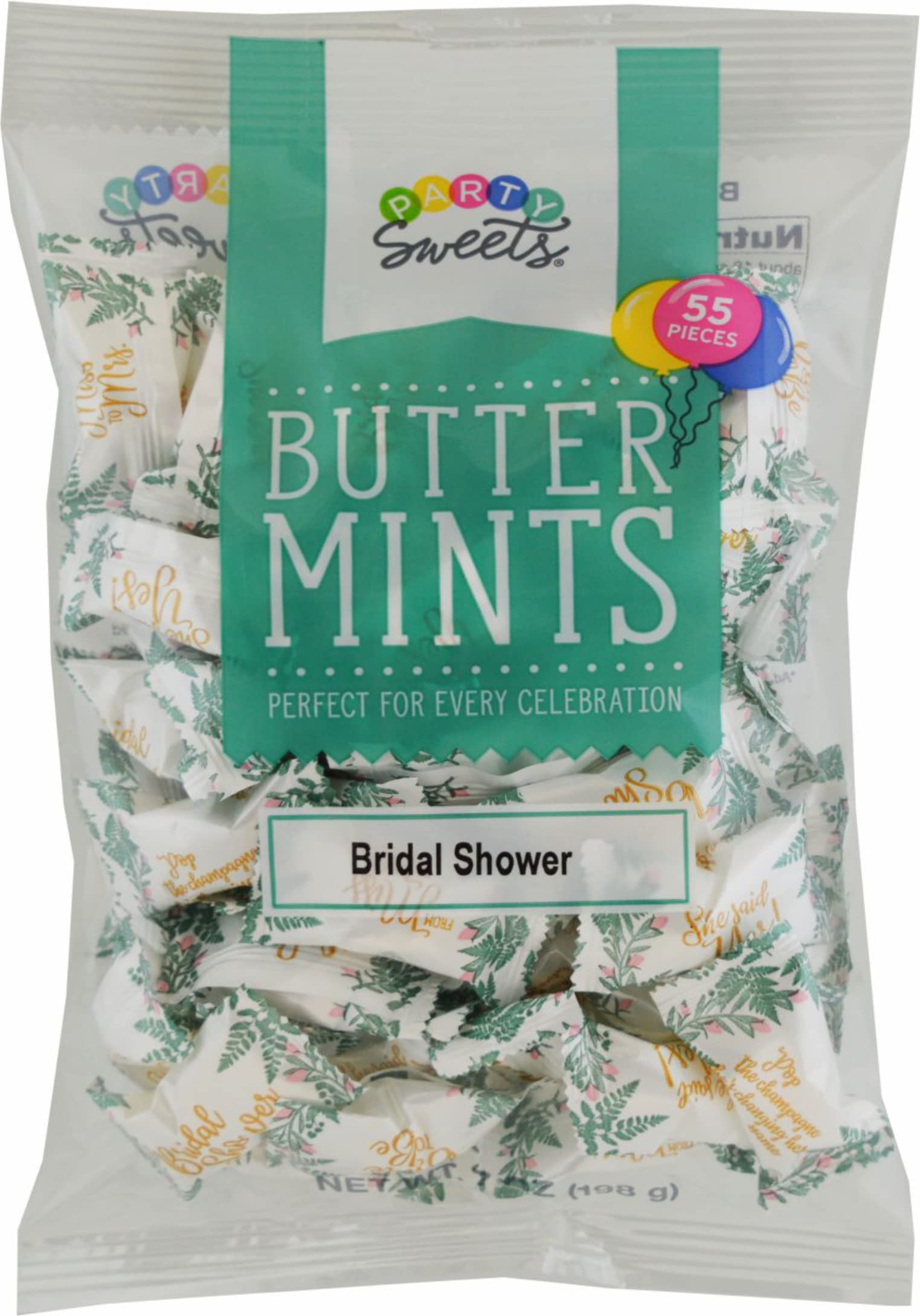 Premium White Buttermints for Bridal Showers & Parties - Individually Wrapped 7oz Bags (Pack of 6, 330 Pieces) by Hospitality Mints - Perfect for Wedding Favors, Baby Showers & Special Events