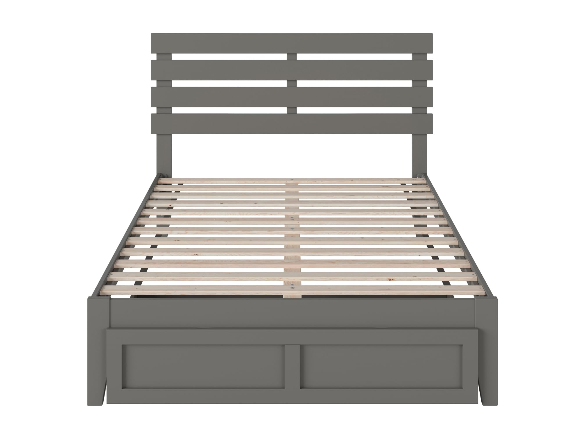 AFI Oxford Full Size Platform Bed Frame with Foot Drawer Storage & USB Charging Station - Grey Modern Bedroom Furniture for Small Spaces & Studio Apartments