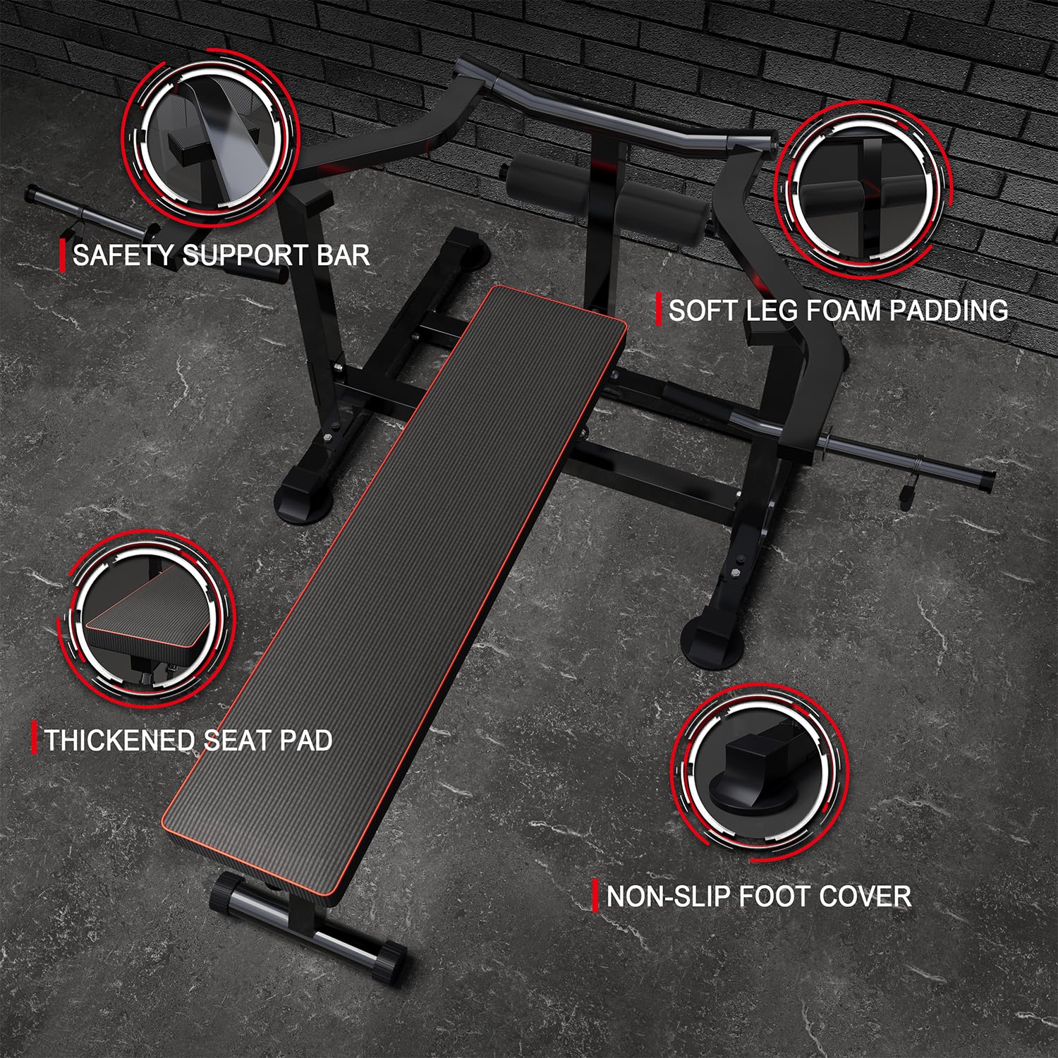 Adjustable Bench Press Set with Independent Converging Arms - Flat & Incline Chest Press Machine with Dumbbell Rack for Home Gym - Perfect for Chest, Arm & Ab Workouts (Ideal for Strength Training & Muscle Building at Home)