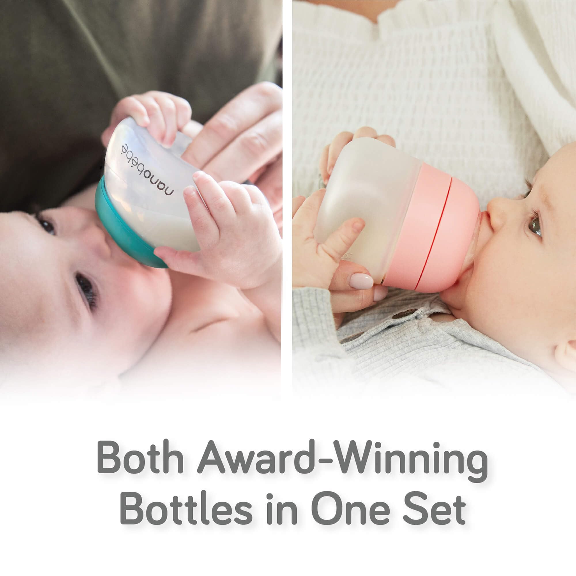 Nanobébé Breastmilk Storage and Silicone Baby Bottle Set (5oz & 9oz) with Sterilizer, Drying Rack, Anti-Colic Nipples, Pacifiers & Warmer - Teal/Grey - Perfect for Newborns, Breastfeeding Moms & Daycare Essentials