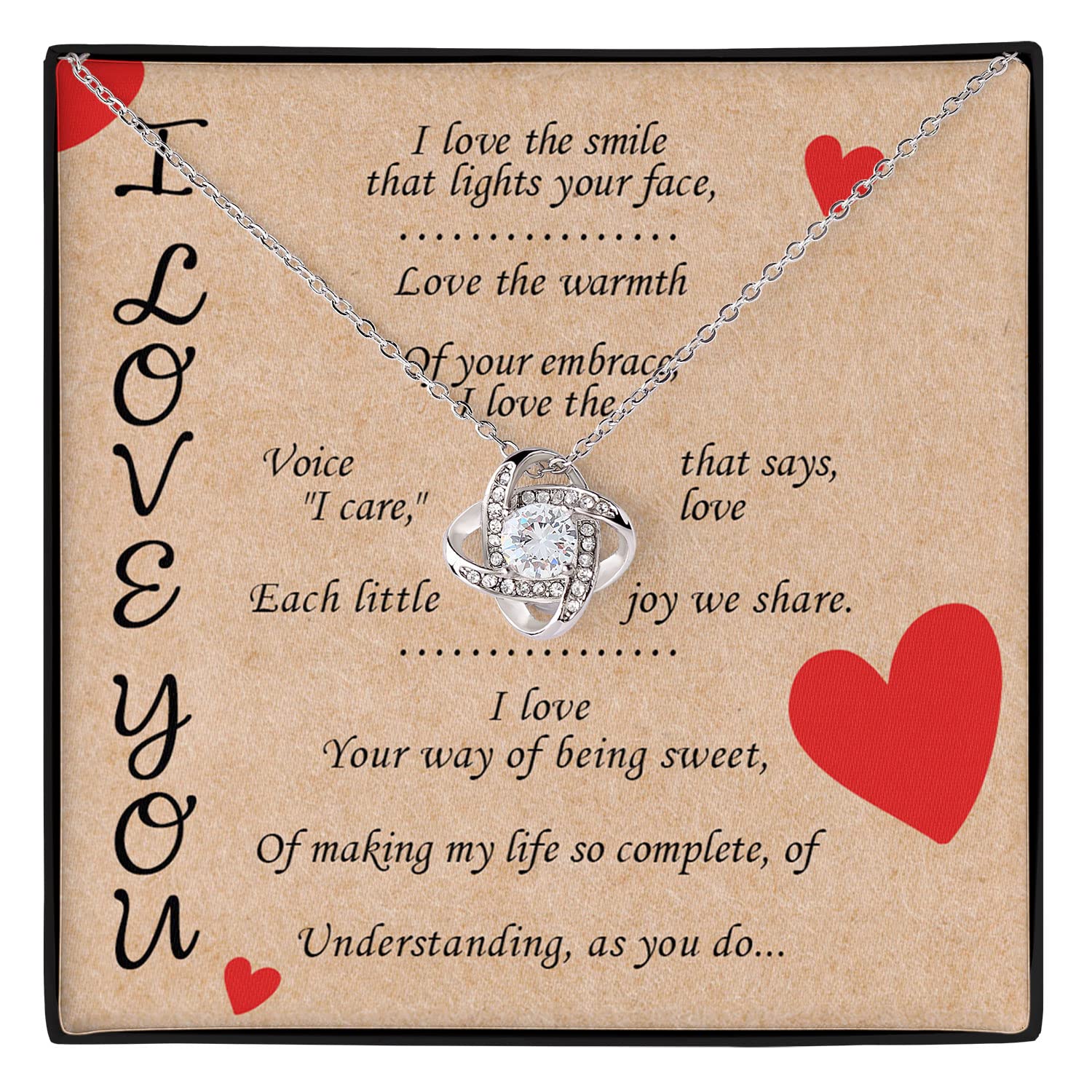 TEEZWONDER Sterling Silver Love Knot Necklace for Women - Romantic Gift for Wife, Girlfriend, Mom on Mother's Day, Birthday & Anniversary - Comes with Message Card & Gift Box - Perfect for Date Nights, Weddings & Special Occasions