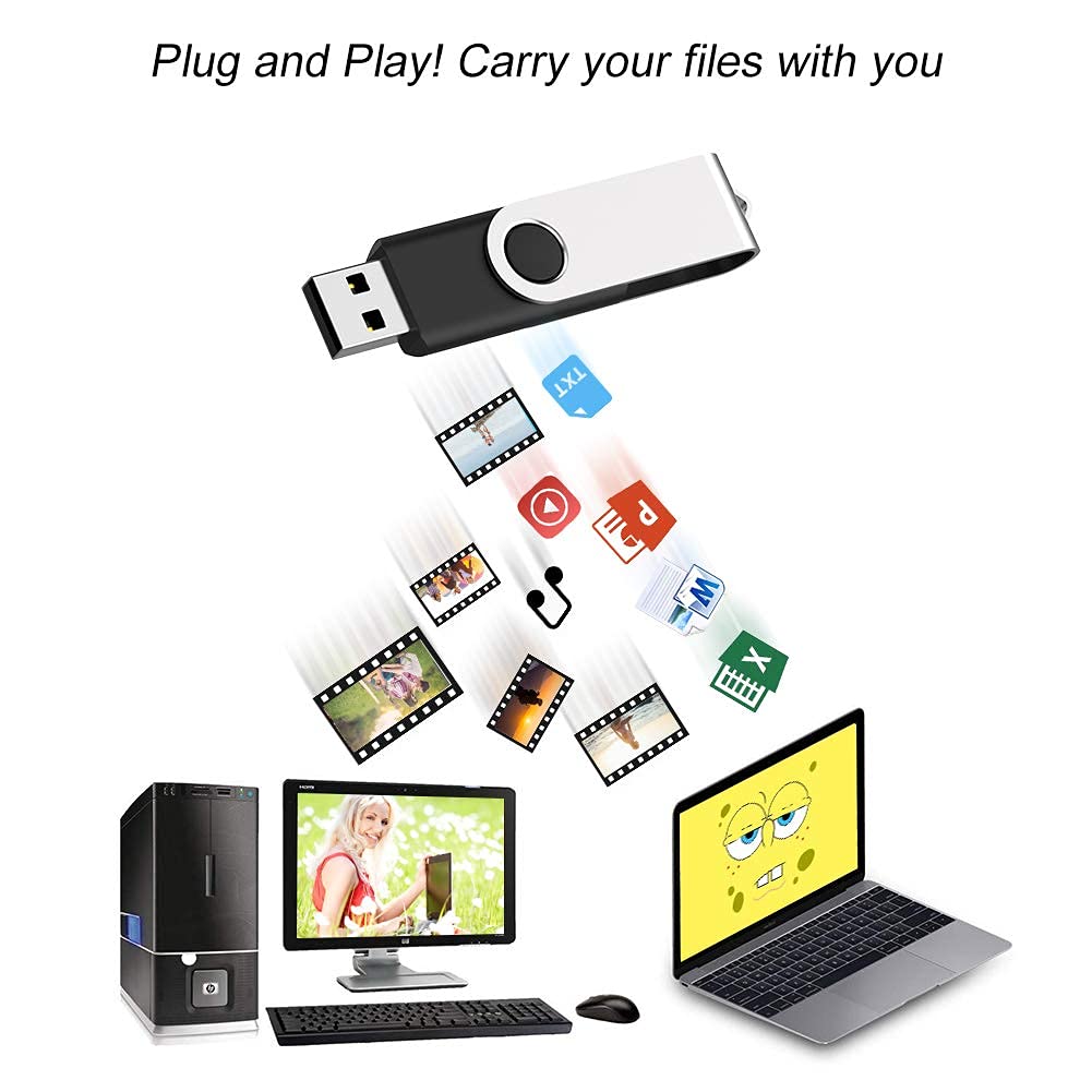 50 Pack 16GB USB Flash Drives - JUANWE Bulk USB 2.0 Thumb Drives with LED Indicator, Black - Perfect for Data Storage, School Projects, Business Files & Digital Marketing Giveaways