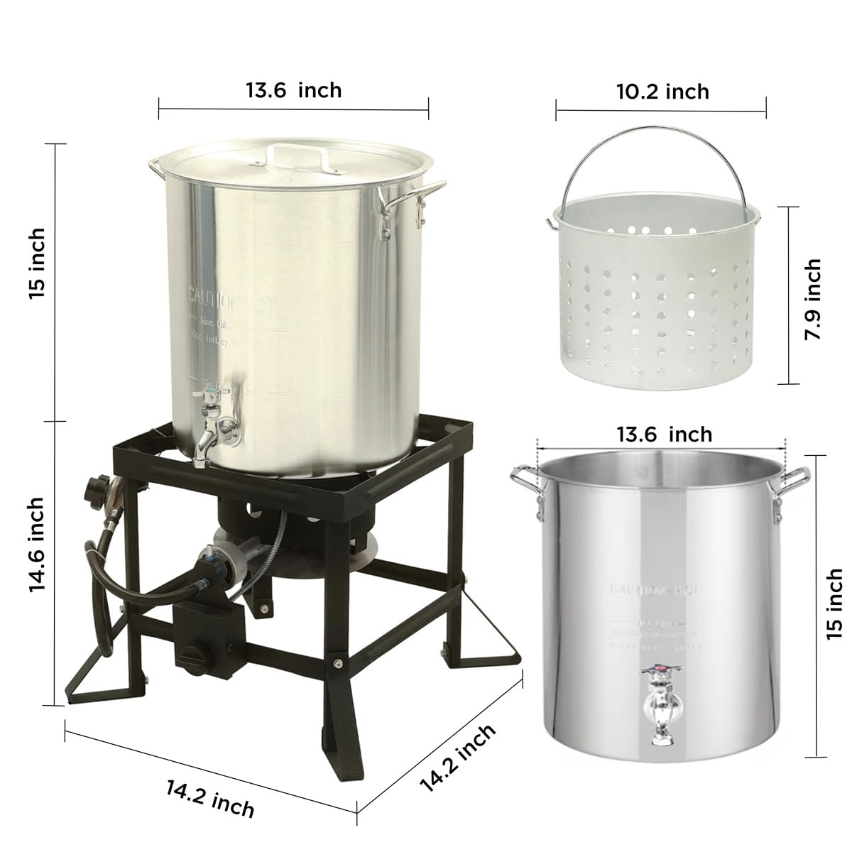 Red Mountain Valley 36-Quart Outdoor Camping Fryer with Drain Valve & Timer - Perfect for Turkey, Wings, Fish & Seafood - Heavy Duty Large Outdoor Cooking Equipment for Backyard, Picnics & Tailgating