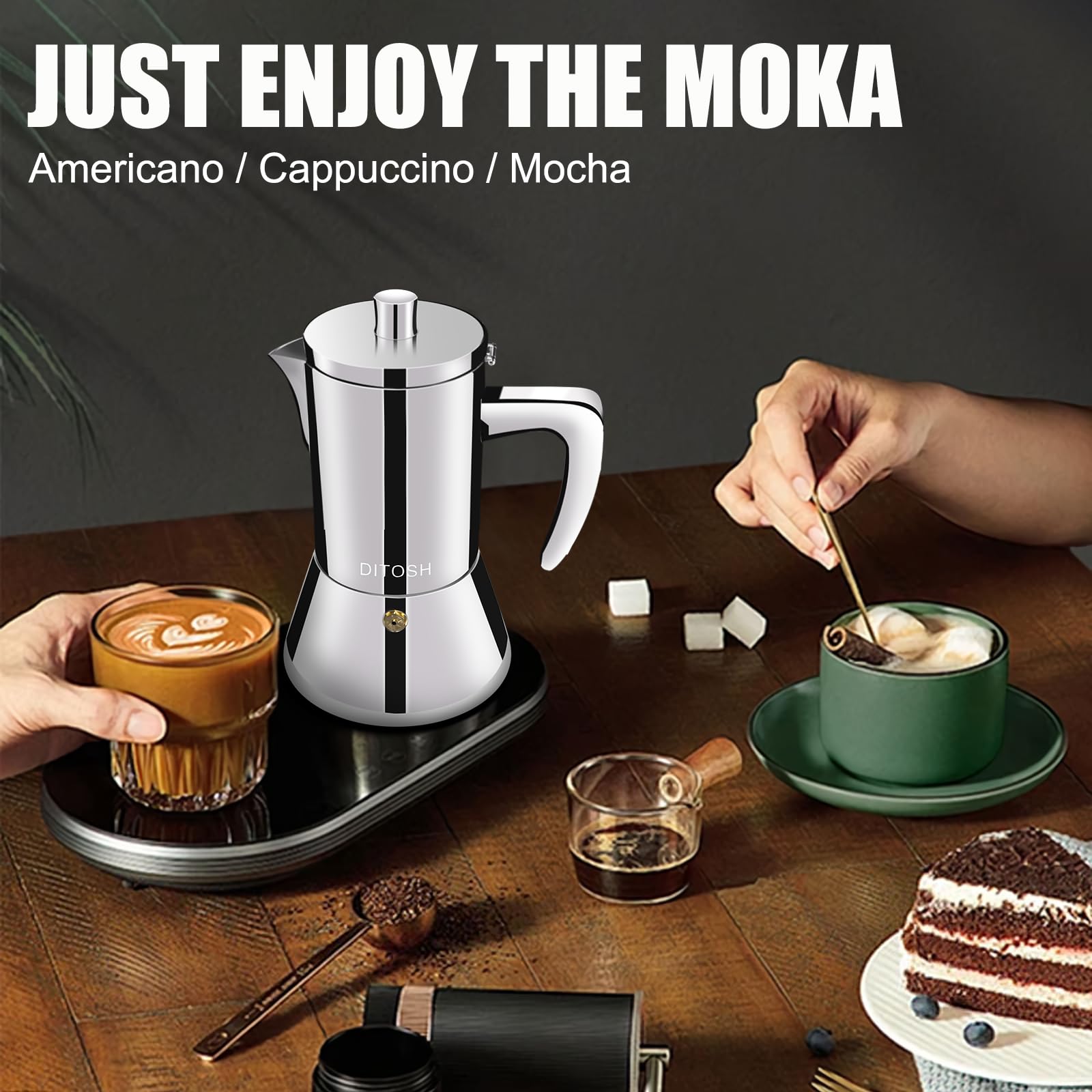 Premium 304 Stainless Steel Moka Pot - 12 Cup (600ml) Stovetop Espresso Maker for Italian Coffee | Durable Percolator for Home, Camping & Outdoor Use | Perfect for Espresso Lovers & Cafe-Style Brewing