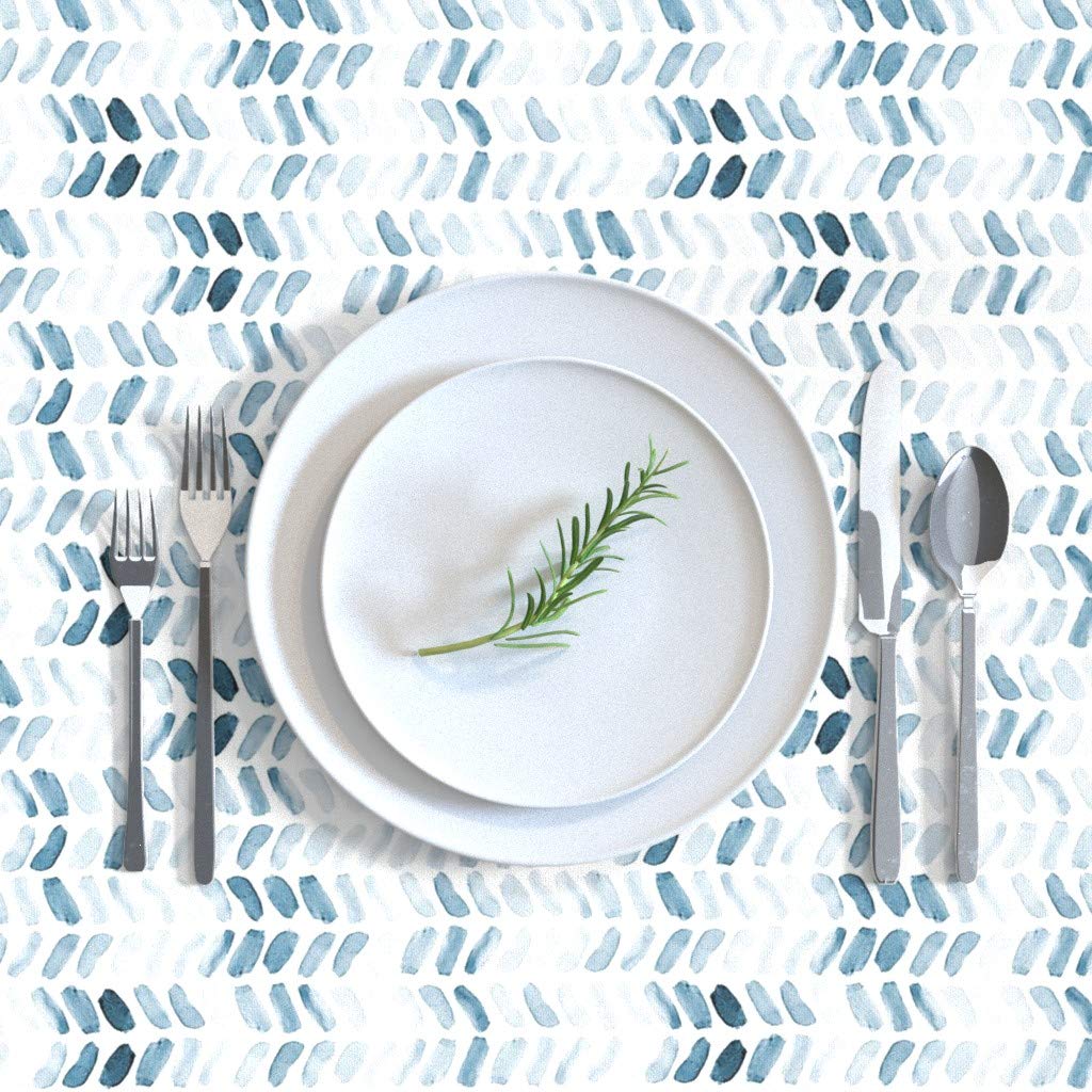 Custom Navy Blue Watercolor Herringbone Chevron Print 90