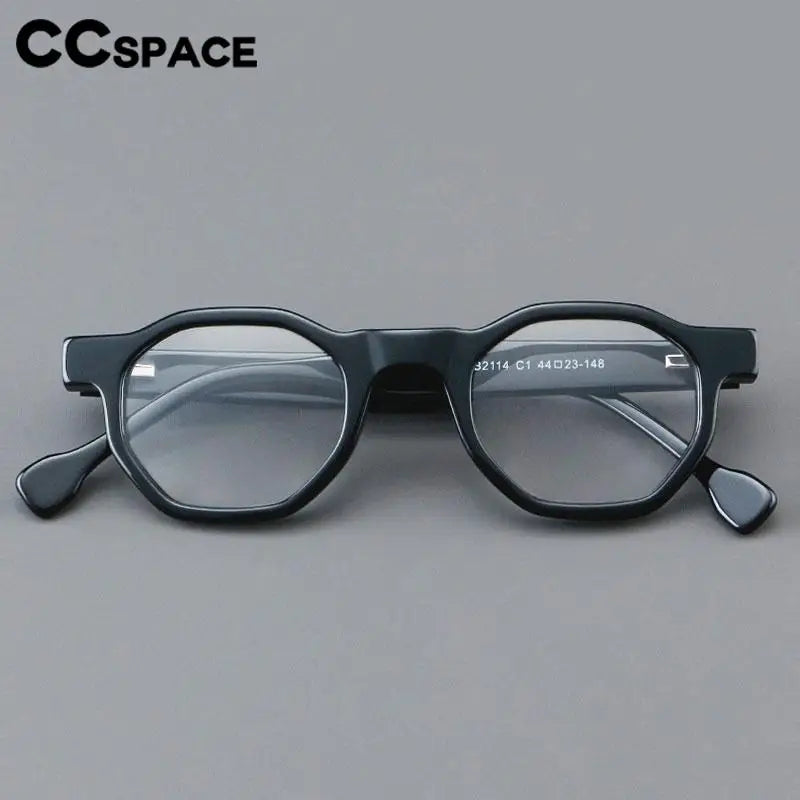 CCspace Unisex Full Rim Flat Top Round Acetate Reading Glasses R57621 - Stylish & Durable Eyewear for Reading, Office & Daily Use