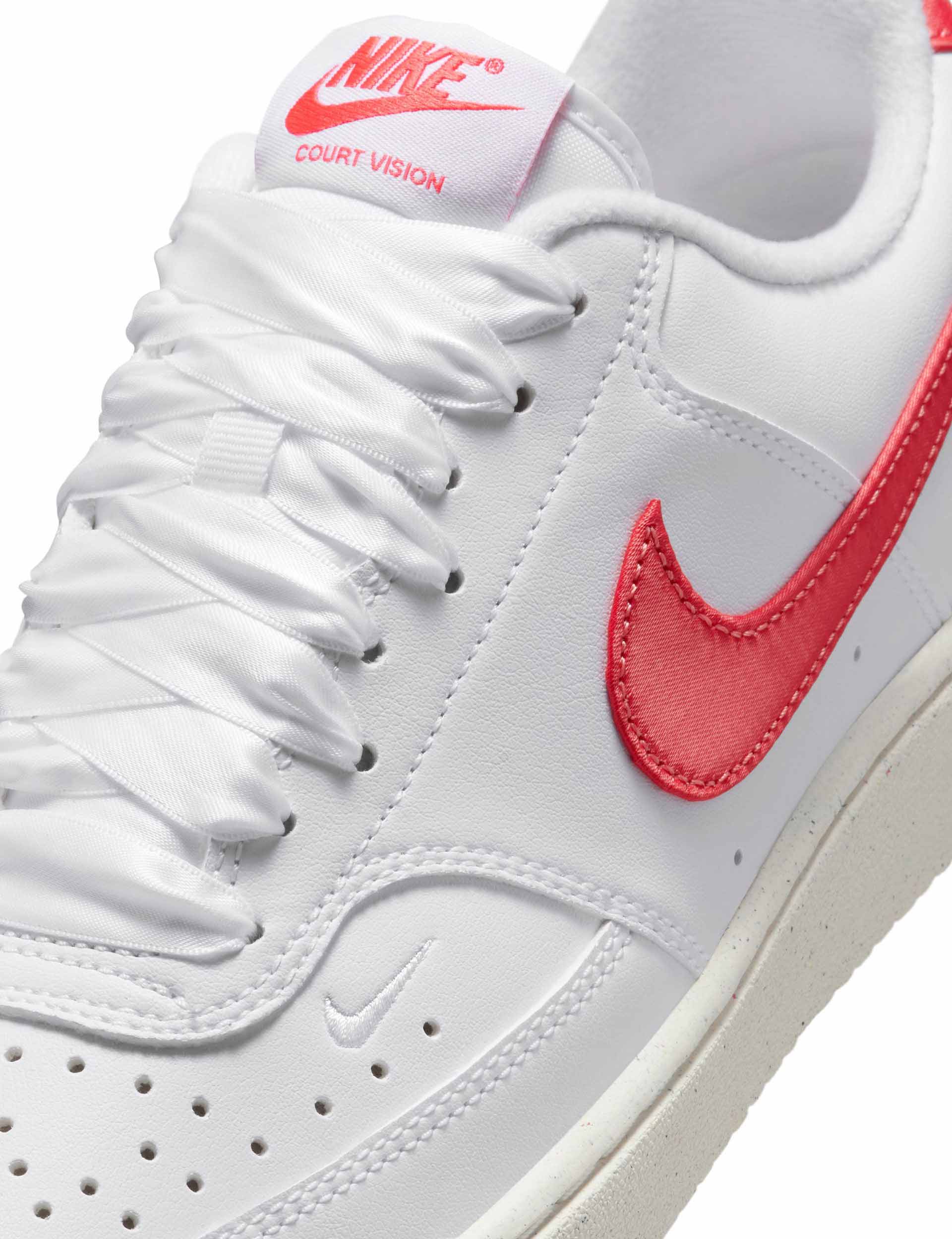 Nike Court Vision Low Next Nature Sneakers - White/Magic Ember/Sail | Eco-Friendly Basketball & Casual Shoes for Men | Perfect for Streetwear, Gym & Everyday Wear