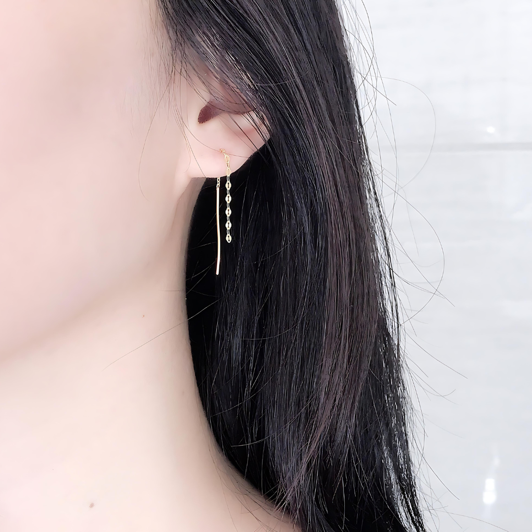 Minimalist Lip Chain Tassel Spiral Earrings for Women - Trendy Boho Chic Dangle Ear Jewelry | Perfect for Parties, Weddings & Everyday Wear | R0624