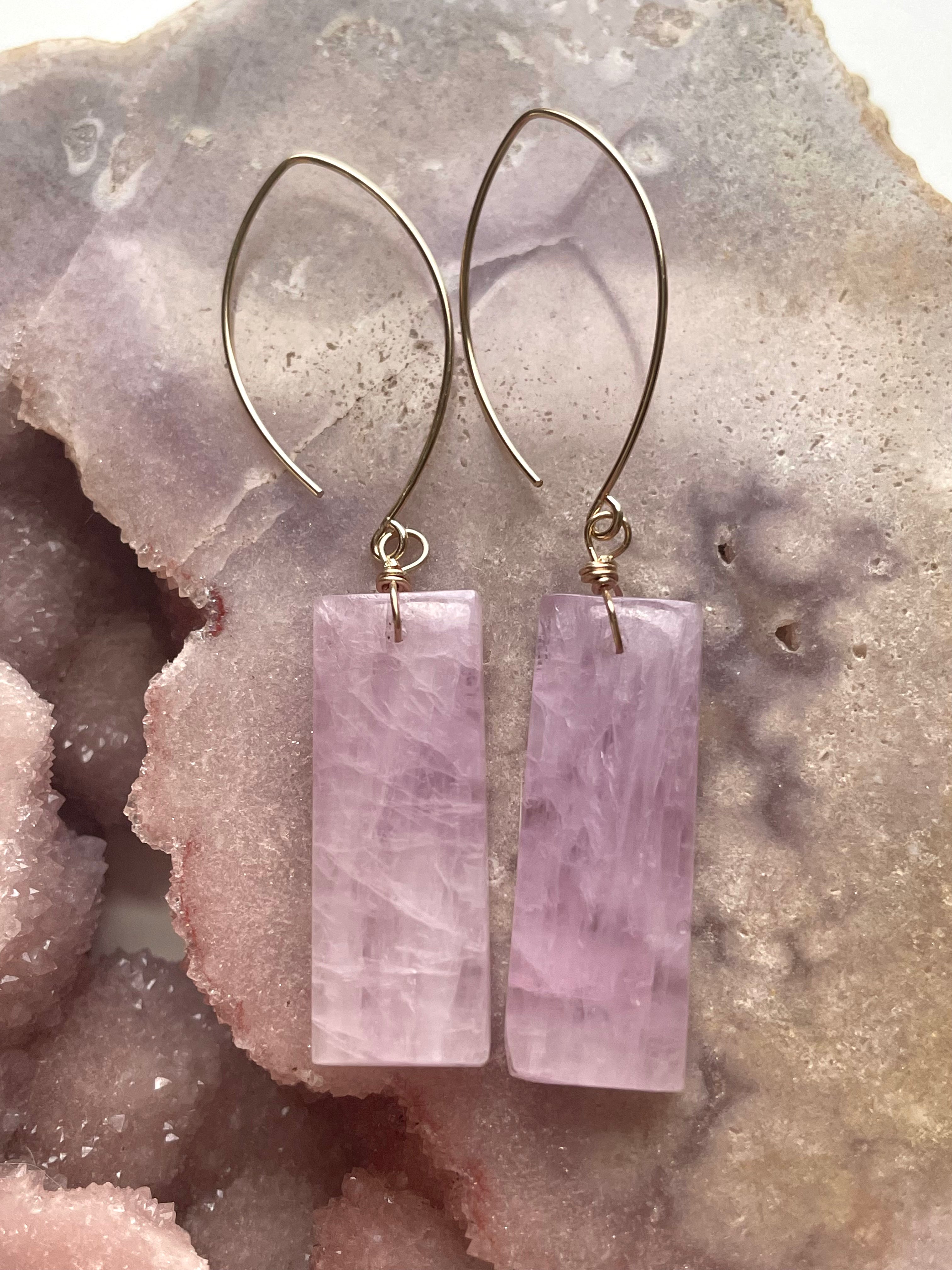 14K Gold Filled Kunzite Statement Earrings for Women - Elegant Dangle Drop Earrings for Wedding, Party & Special Occasions