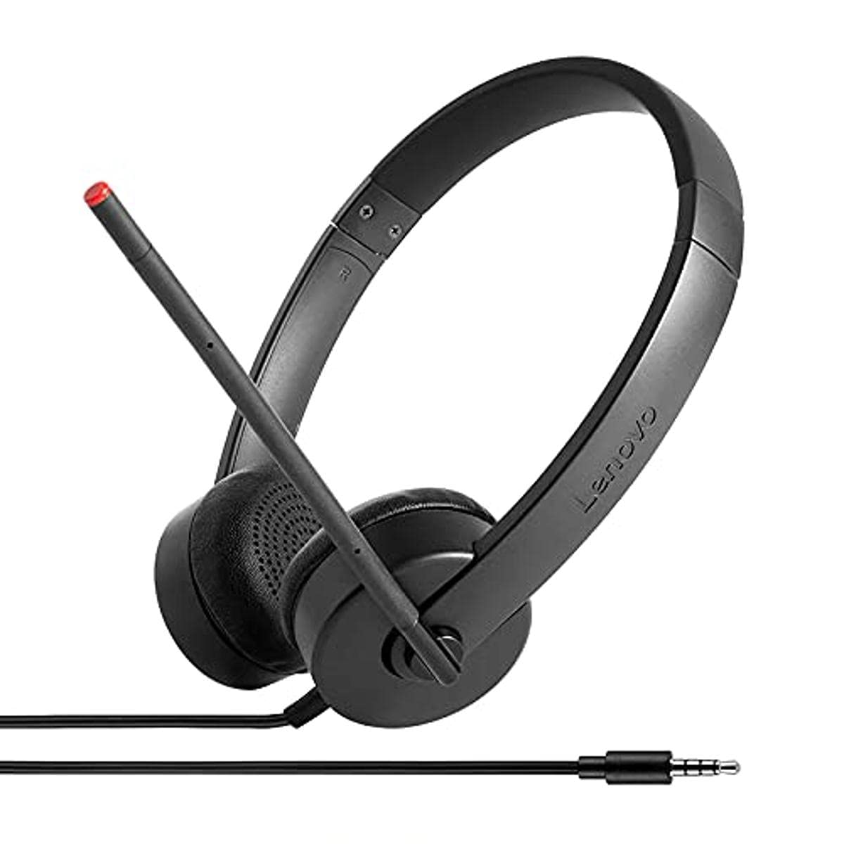 Lenovo 4XD0K25030 Stereo Analog Headset with Noise Cancelling Mic - Comfortable Over-Ear Headphones for PC, Laptop, Gaming & Office Use