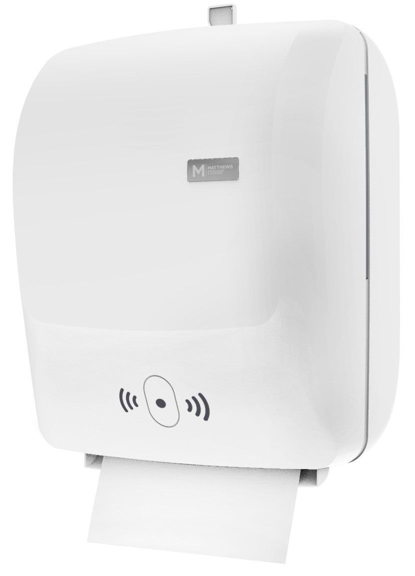 Automatic Cut Roll Feed Paper Towel Dispenser - White | Hands-Free Kitchen & Bathroom Tissue Holder for Easy Cleanup
