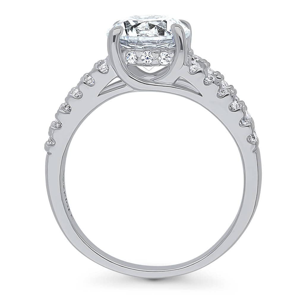 BERRICLE Sterling Silver Solitaire Wedding Engagement Ring 2 Carat Round Cut Cubic Zirconia CZ Promise Split Shank Ring for Women - Rhodium Plated Size 4-10 - Perfect for Proposals, Anniversaries & Special Occasions