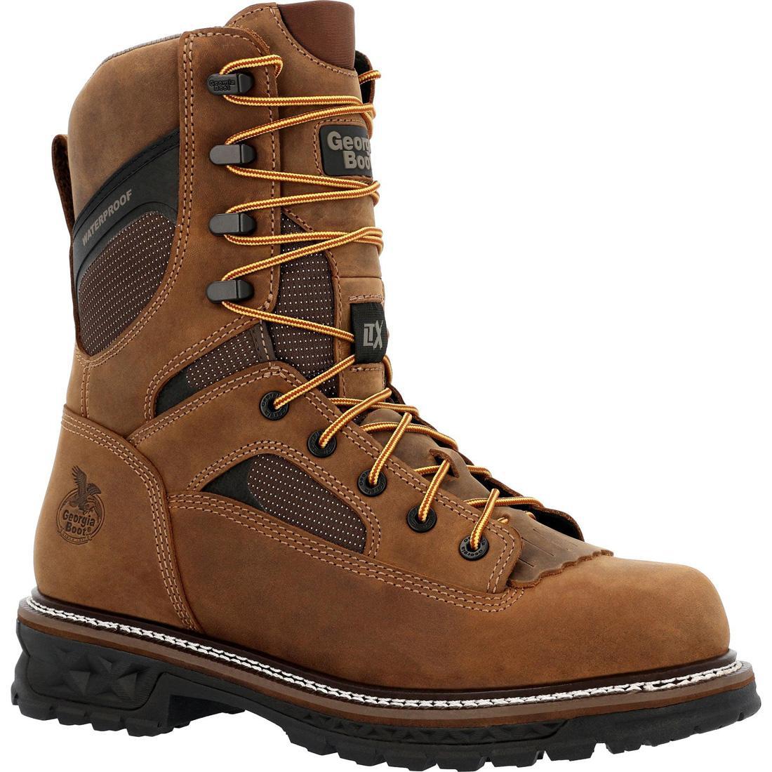 LTX Logger 9 Waterproof Work Boots for Men - Steel Toe Safety Shoes with Slip Resistant Outsole - Ideal for Construction, Logging & Outdoor Work