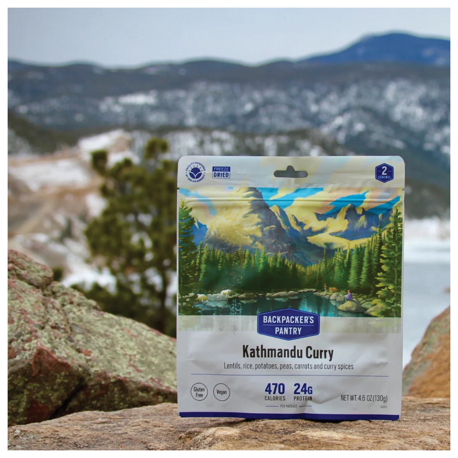 Backpackers Pantry Kathmandu Curry Vegan Meal - Lightweight Freeze-Dried Backpacking Food for Hiking & Camping - 2-Person Serving