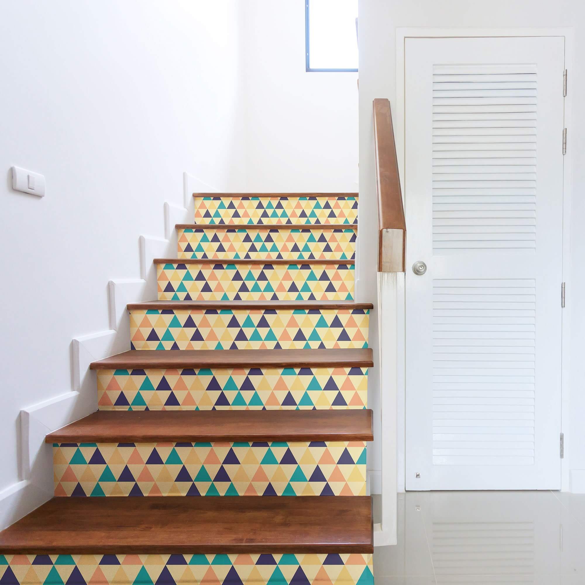 Yellow Triangles Geometric Peel and Stick Removable Wallpaper 3339 - Self-Adhesive Wall Decor for Bedroom, Living Room, Nursery & Office