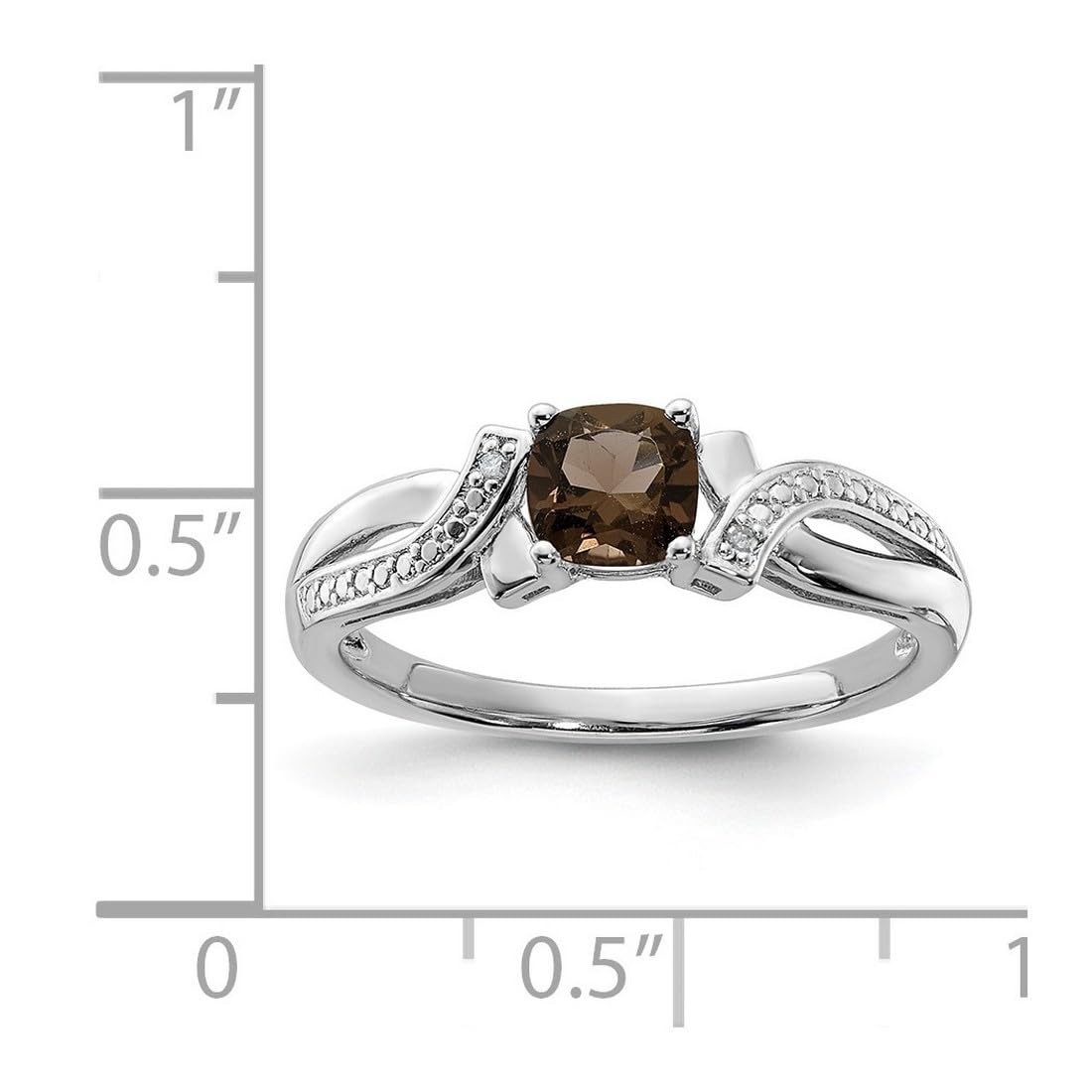 925 Sterling Silver Smoky Quartz Diamond Ring for Women - 2mm Wide Band, Elegant Dainty Jewelry for Engagement, Anniversary & Everyday Wear