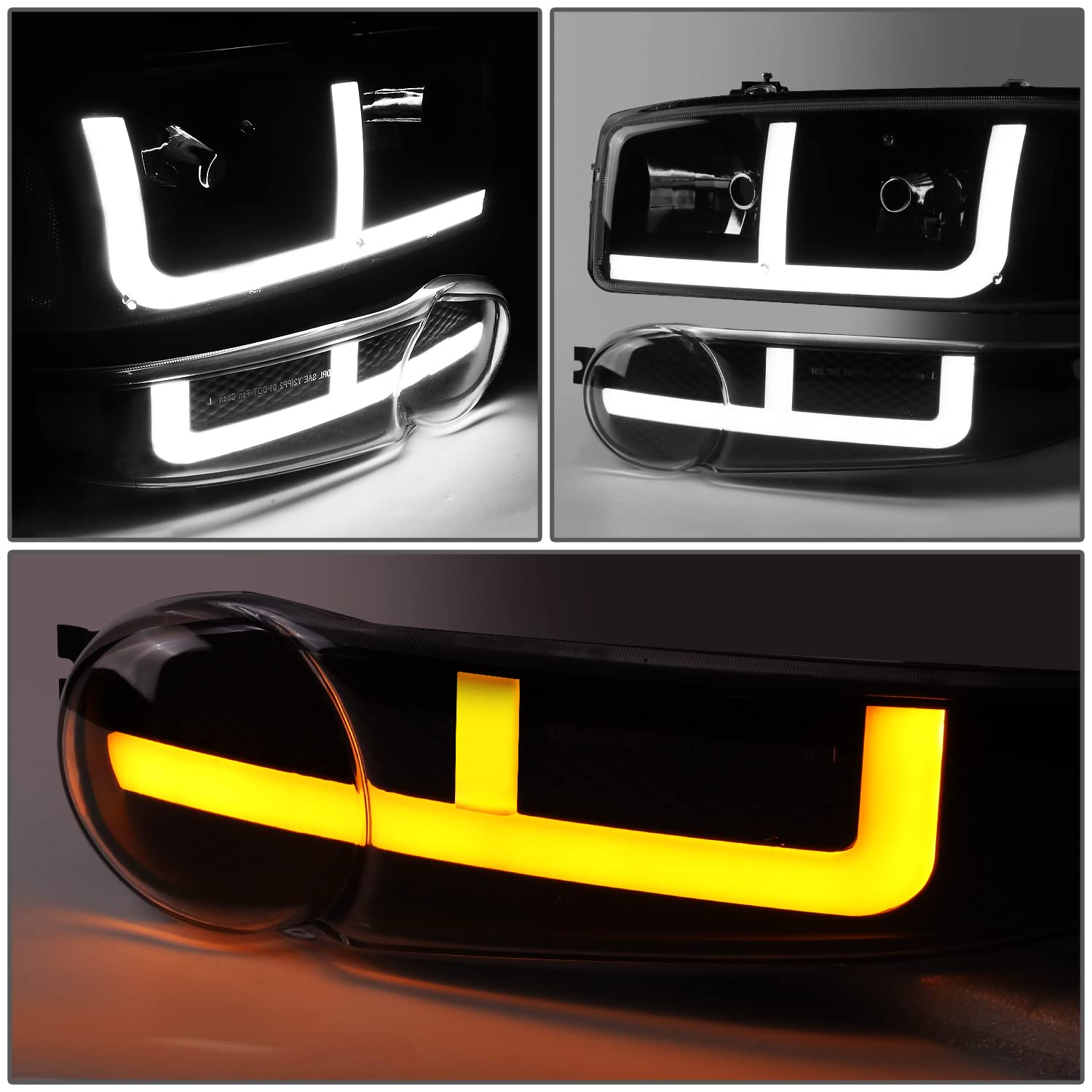 DNA MOTORING HL-LB4-DAN99-BK-CL1 Black Clear Headlights for 02-06 GMC Sierra 1500 Denali - Upgrade Your Ride