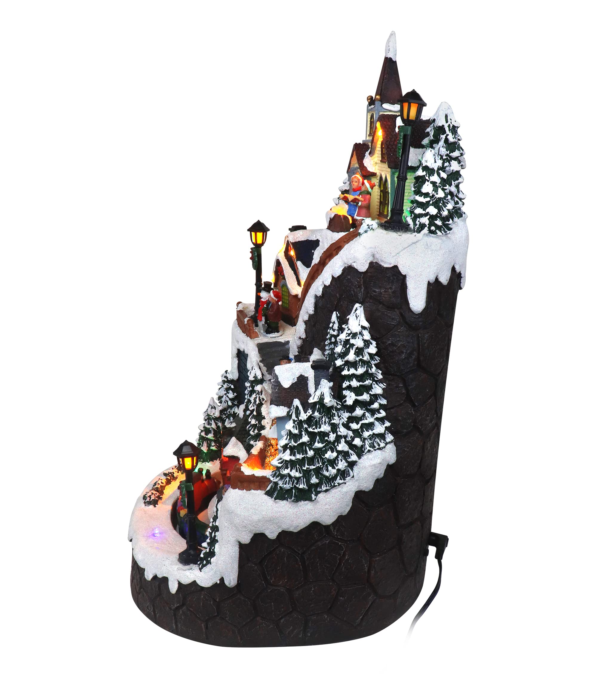 Christmas Village Mountain Houses with Moving Train - LED Lighted Musical Snow Village Collectible Set - Perfect for Holiday Home Decor, Christmas Tree Displays & Gift Giving - Ideal for Mantel Decorations, Winter Wonderland Displays & Family Gatherings