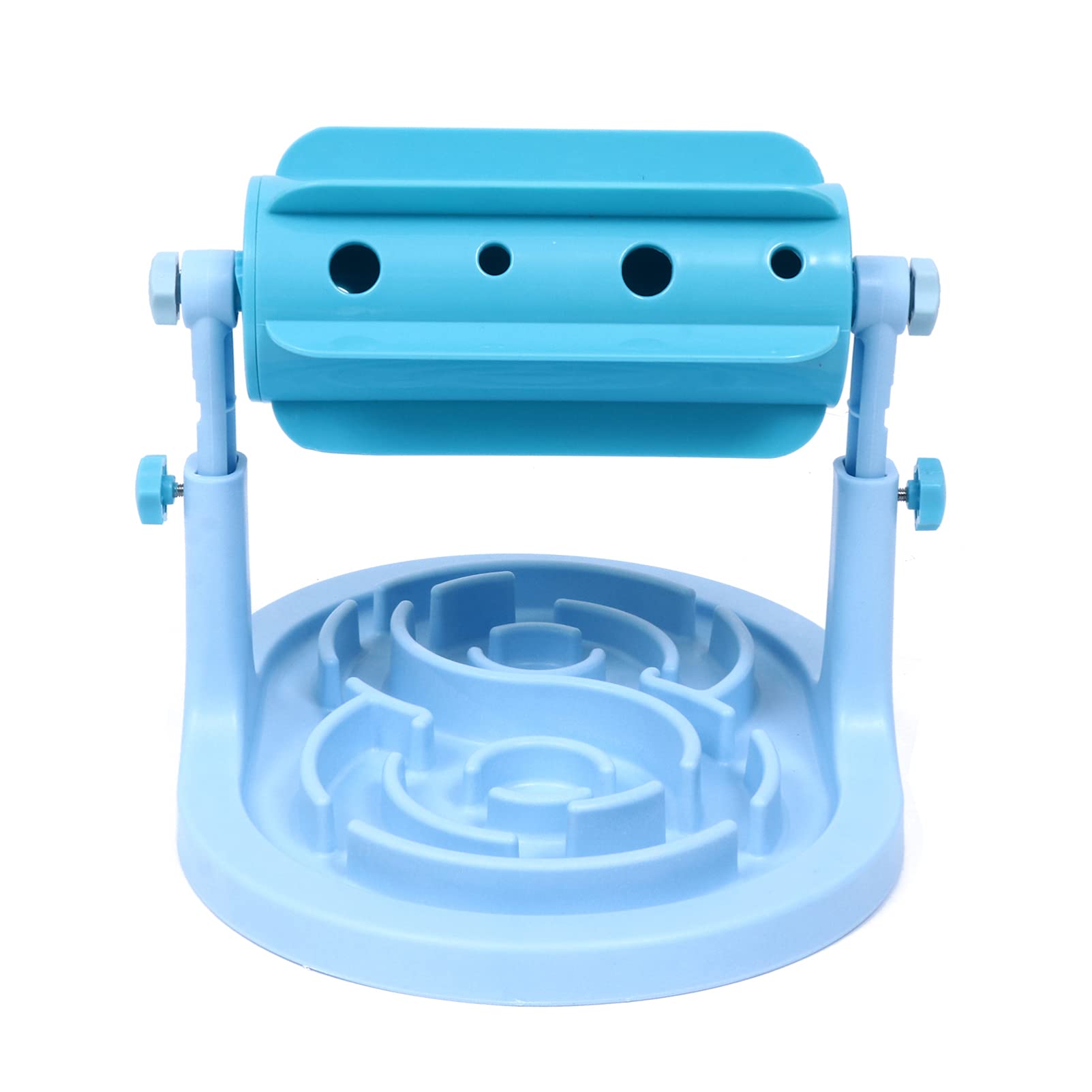 STOBOK Slow Feeder Dog Bowl - Non-Slip Puzzle Food Dispenser with Roller - Anti-Gulping Adjustable Pet Bowl - Interactive Bloat Stop Feeding Dish for Small & Medium Dogs - Perfect for Mealtime Enrichment & Portion Control (Blue)