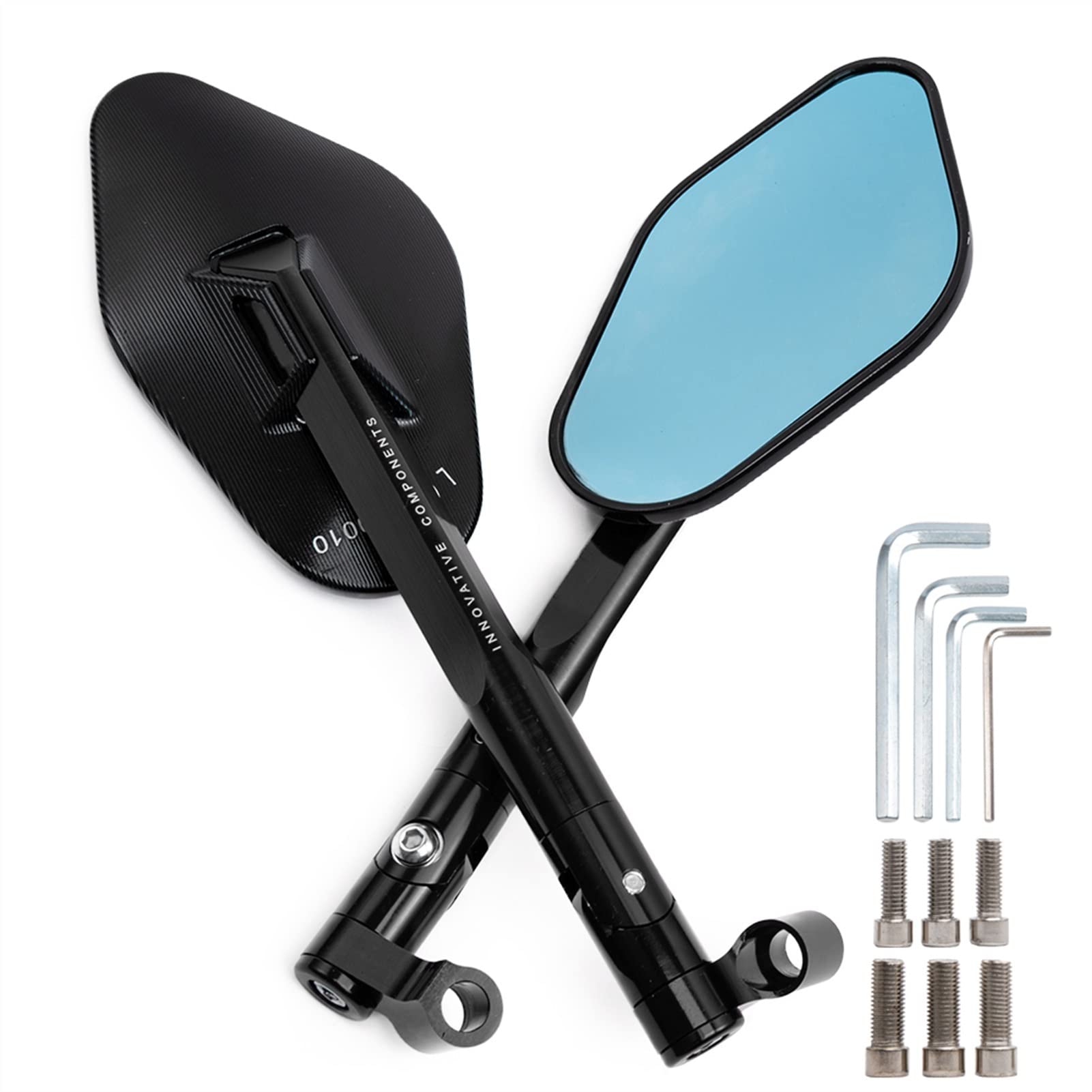 CNC Aluminum Motorcycle Rear View Mirror - Anti-Glare Side Mirrors for Suzuki GSF1250 Bandit (2001-2015) - Black & Blue Options - Perfect for Night Riding and Highway Safety