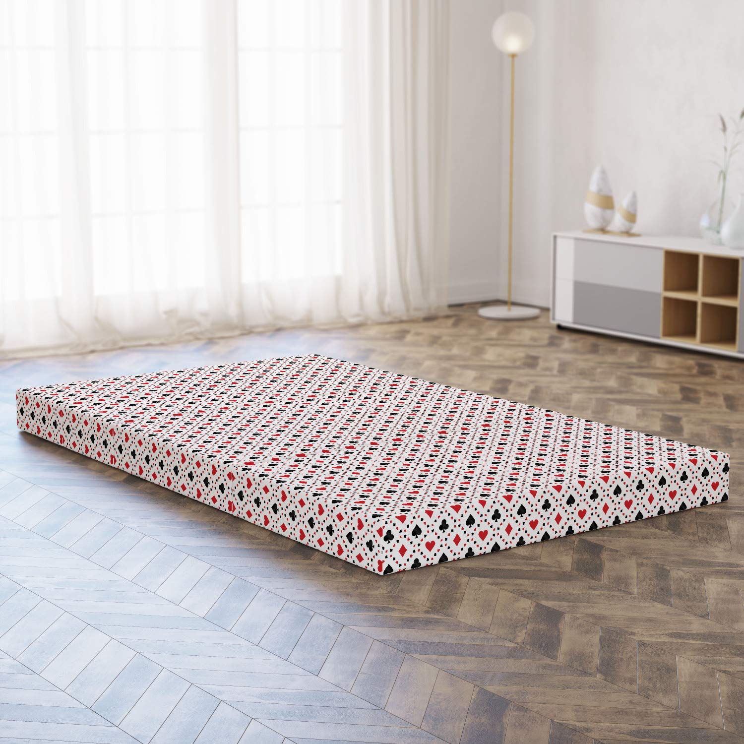 Ambesonne Red Black Foldable Mattress - 78.7