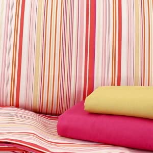 Bassetti Mania Queen Size Bed Sheet Set - 4 Piece Including 2 Fuchsia & 2 Yellow Pillowcases - Soft Luxury Cotton Bedding for Master Bedroom, Guest Room & Dorm - Breathable & Wrinkle Resistant